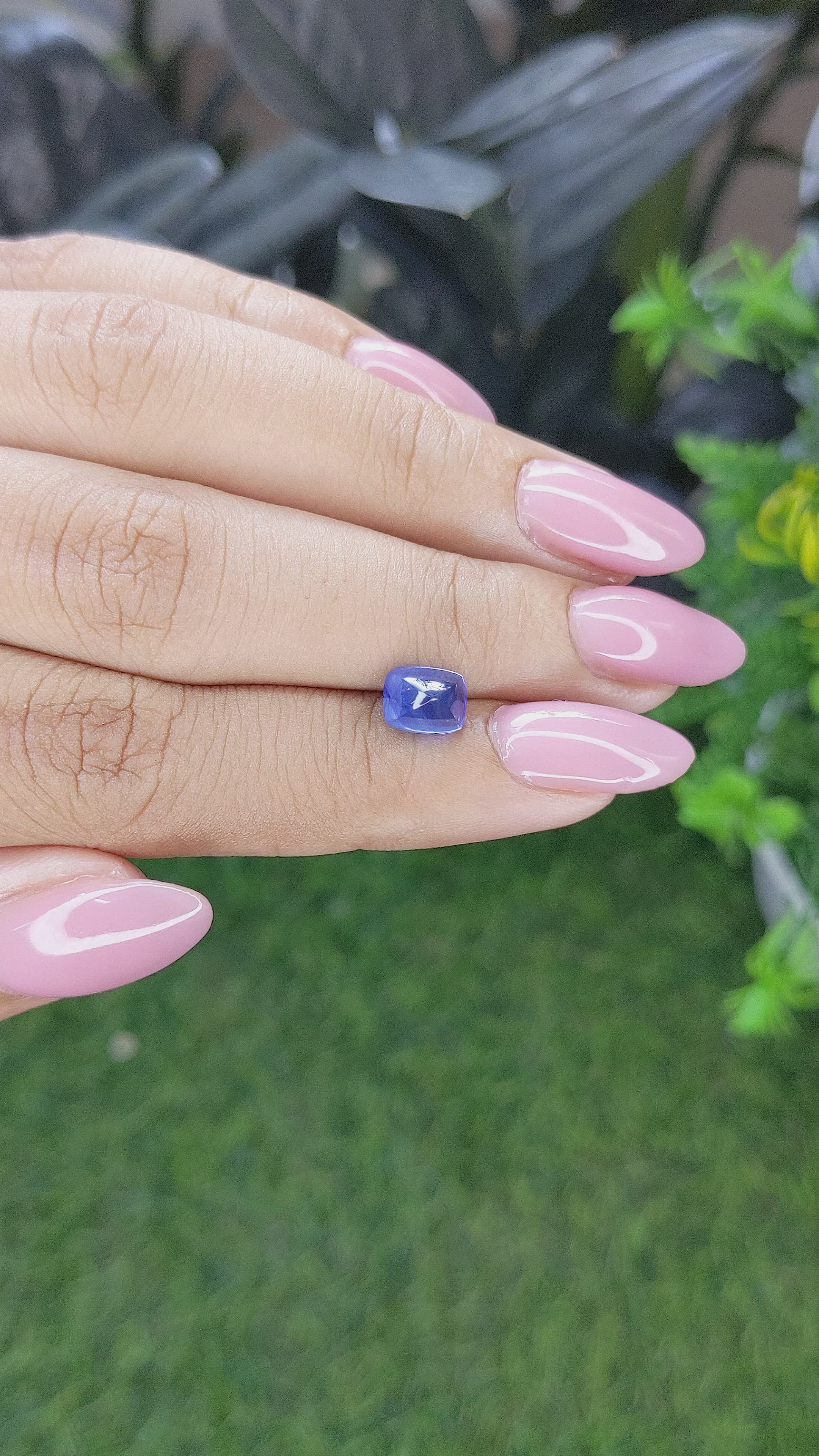 2.04 Ct. Blue Cabochon Sapphire from Ceylon (Sri Lanka) Size Video