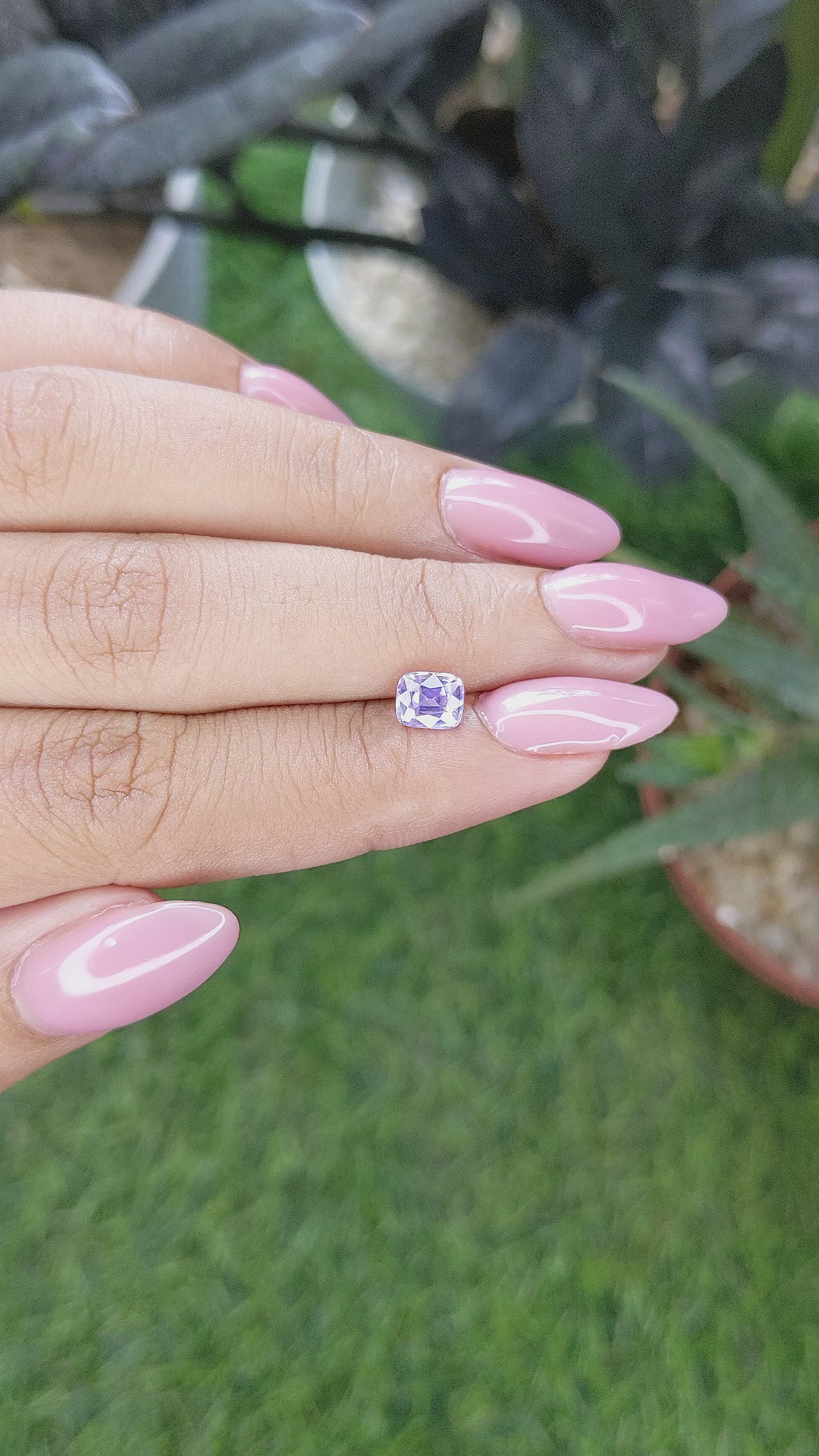 0.90 Ct. Pinkish Purple Sapphire from Ceylon (Sri Lanka) Size Video