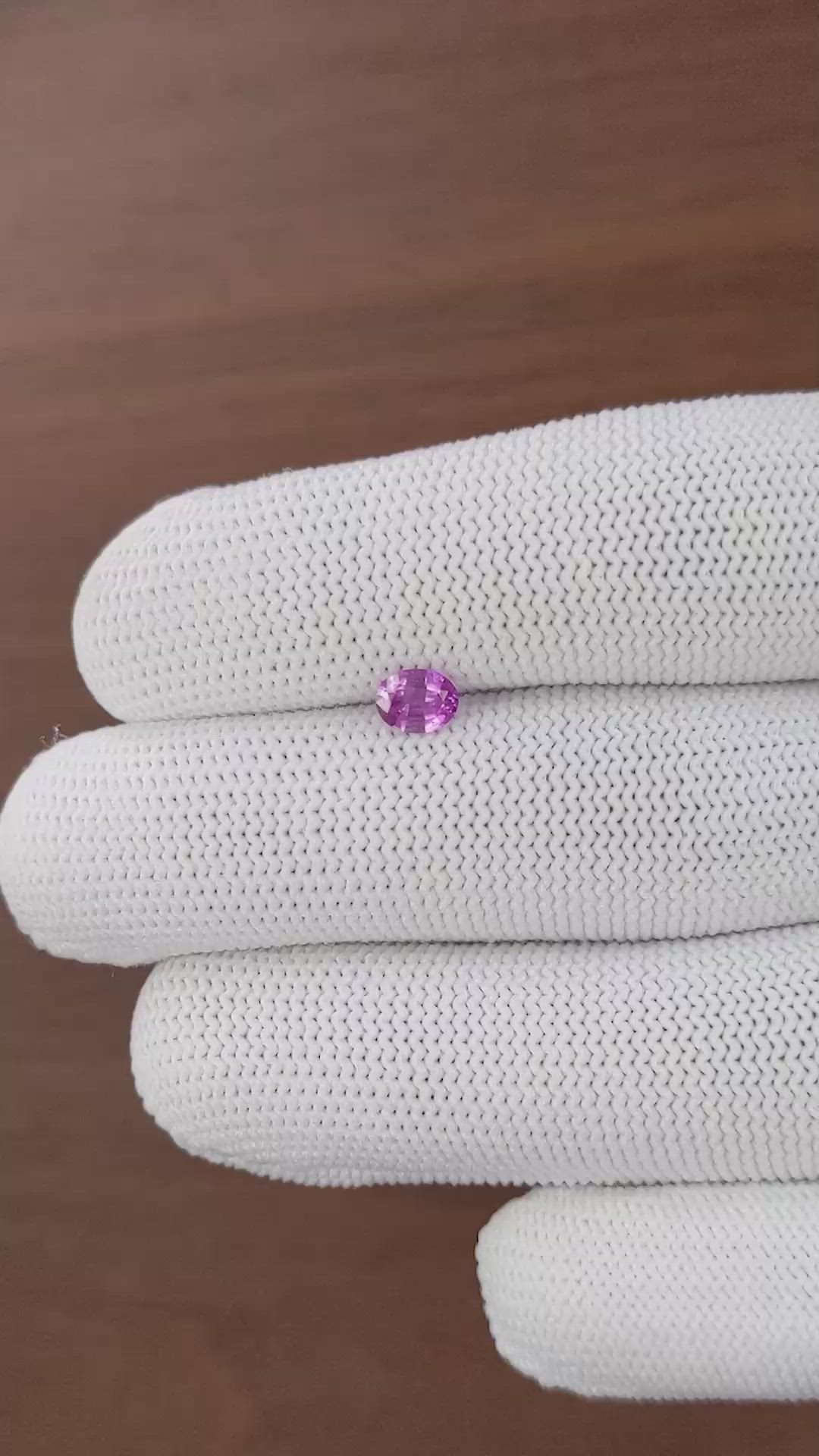 0.52 Ct. Purplish Pink Sapphire from Ceylon (Sri Lanka) Size Video