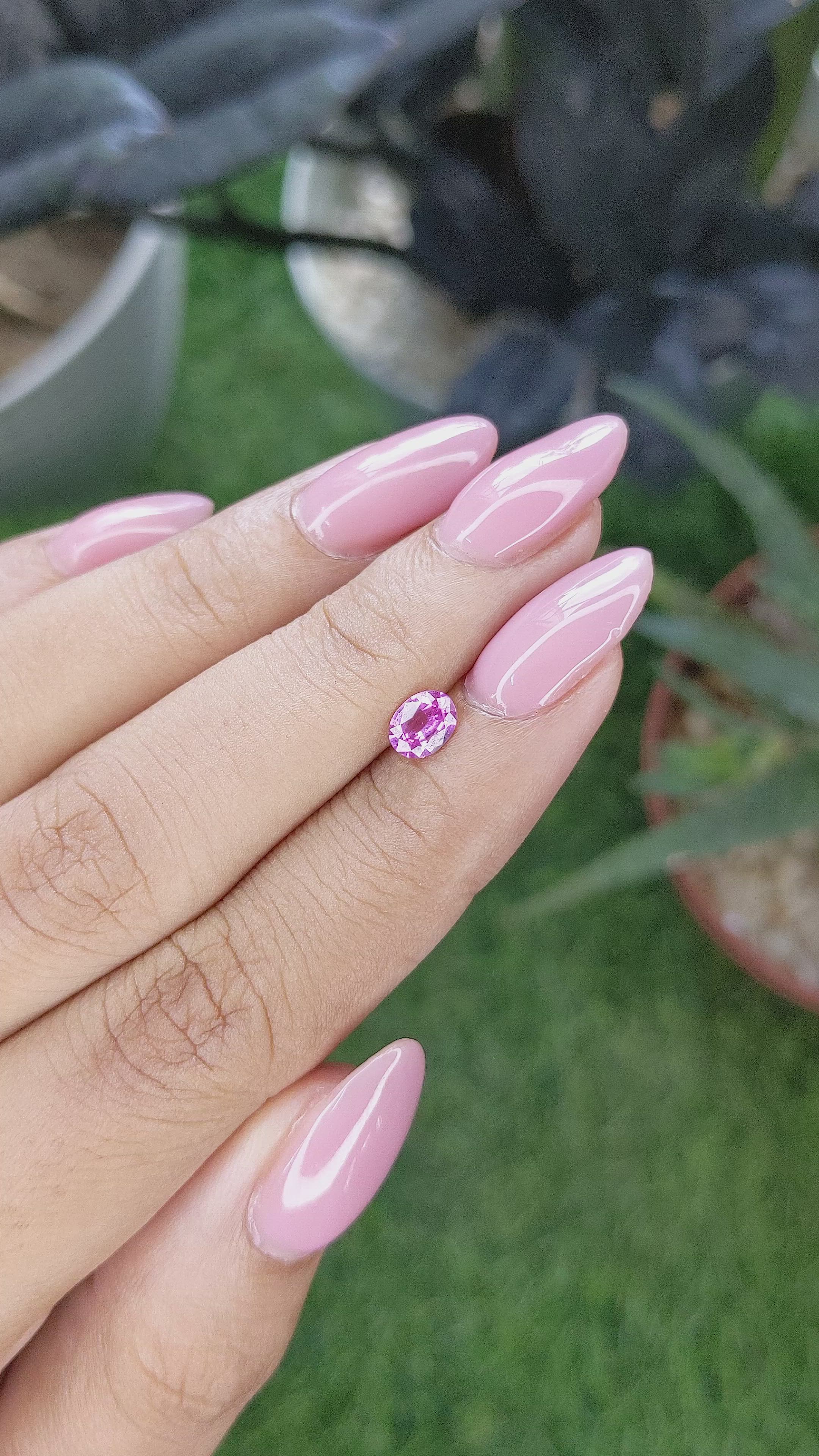 0.52 Ct. Purplish Pink Sapphire from Ceylon (Sri Lanka) Size Video