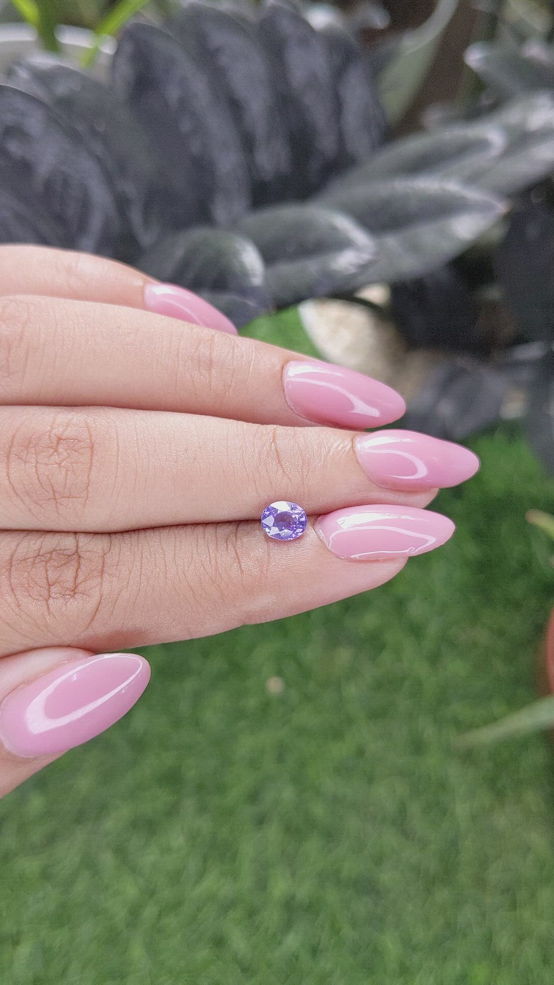 0.79 Ct. Pinkish Purple Sapphire from Ceylon (Sri Lanka) Size Video