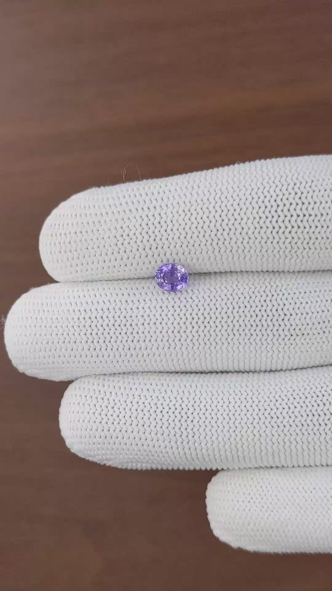 0.79 Ct. Pinkish Purple Sapphire from Ceylon (Sri Lanka) Size Video
