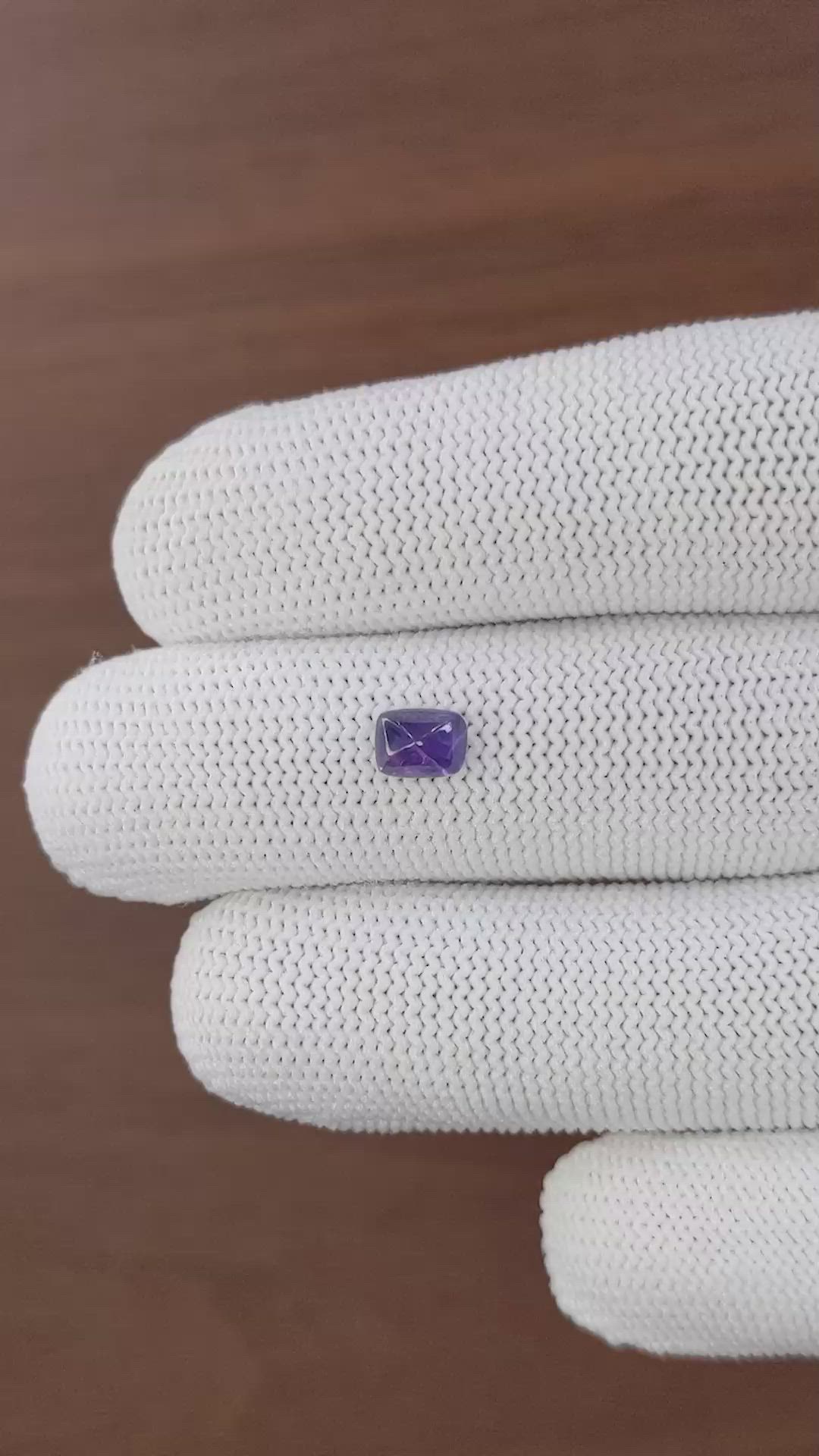 0.93 Ct. Bluish Purple Cabochon Sapphire from Ceylon (Sri Lanka) Size Video