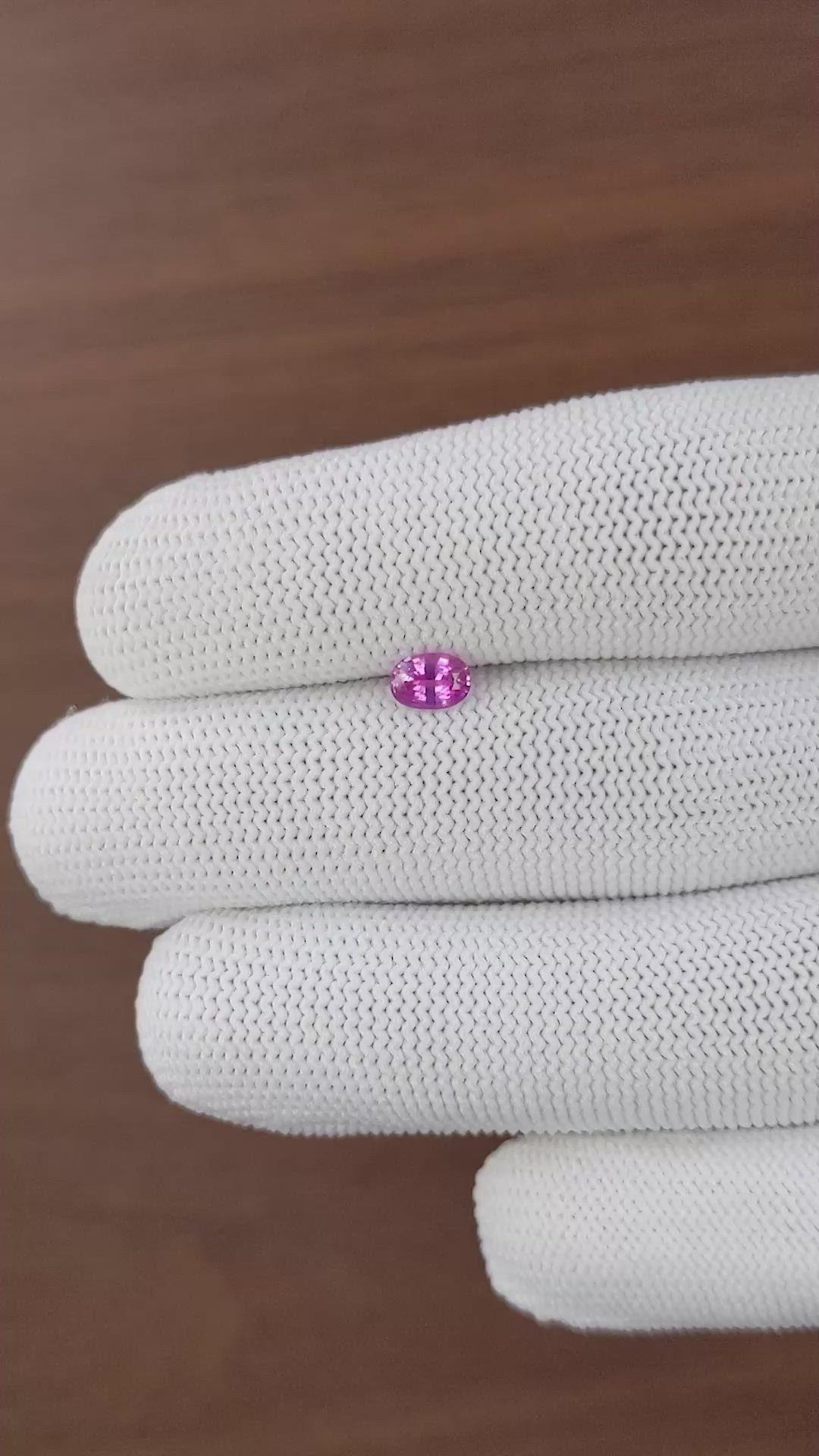 0.55 Ct. Purplish Pink Sapphire from Ceylon (Sri Lanka) Size Video