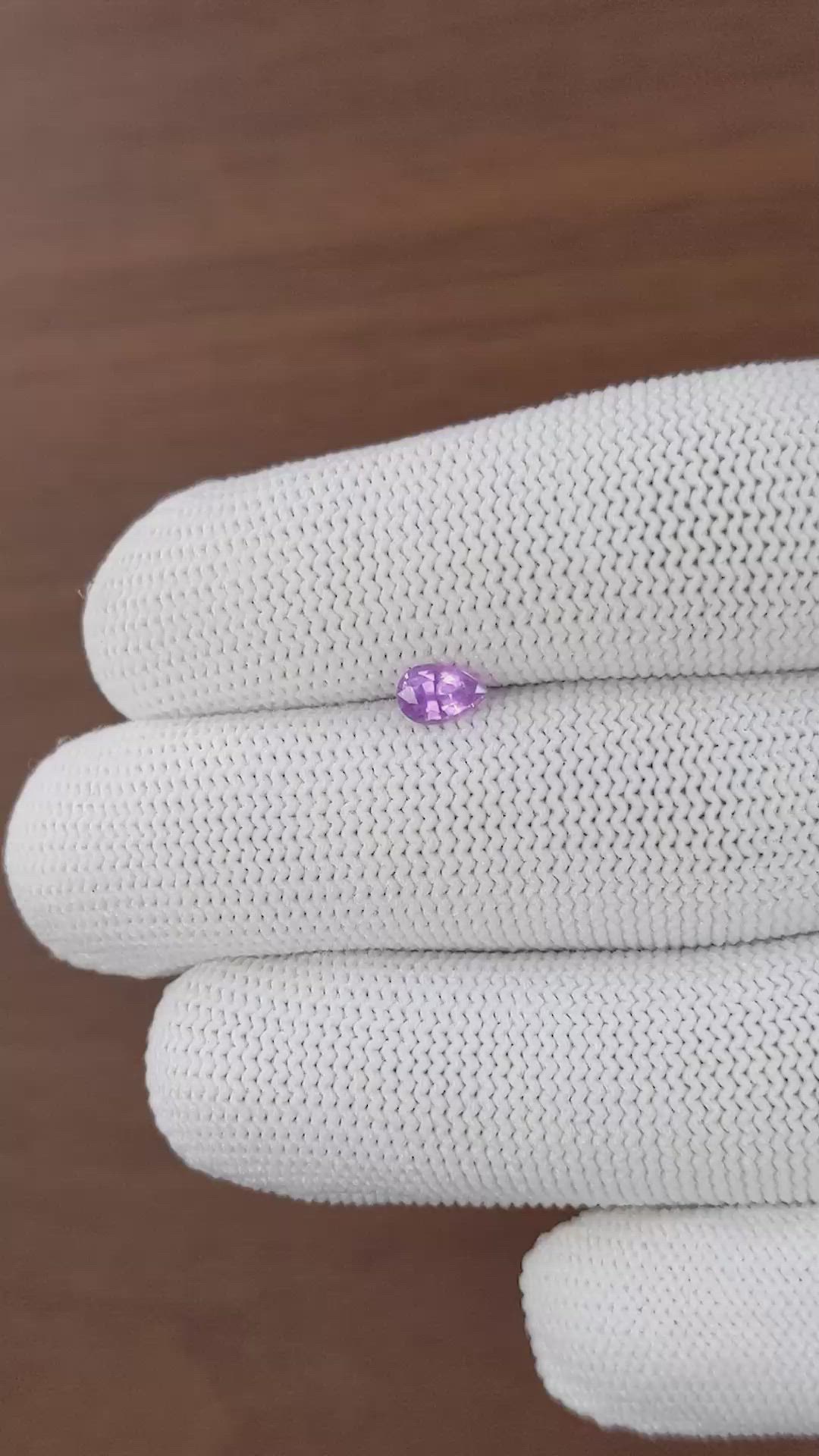 0.52 Ct. Pinkish Purple Sapphire from Ceylon (Sri Lanka) Size Video
