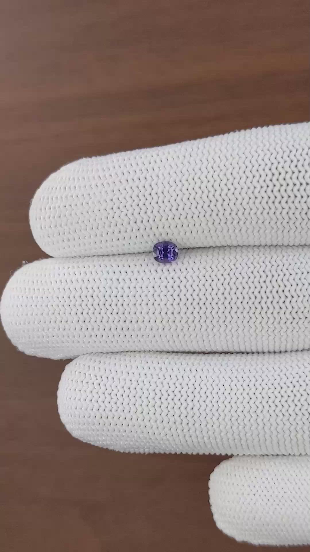 0.34 Ct. Bluish Purple Sapphire from Ceylon (Sri Lanka) Size Video
