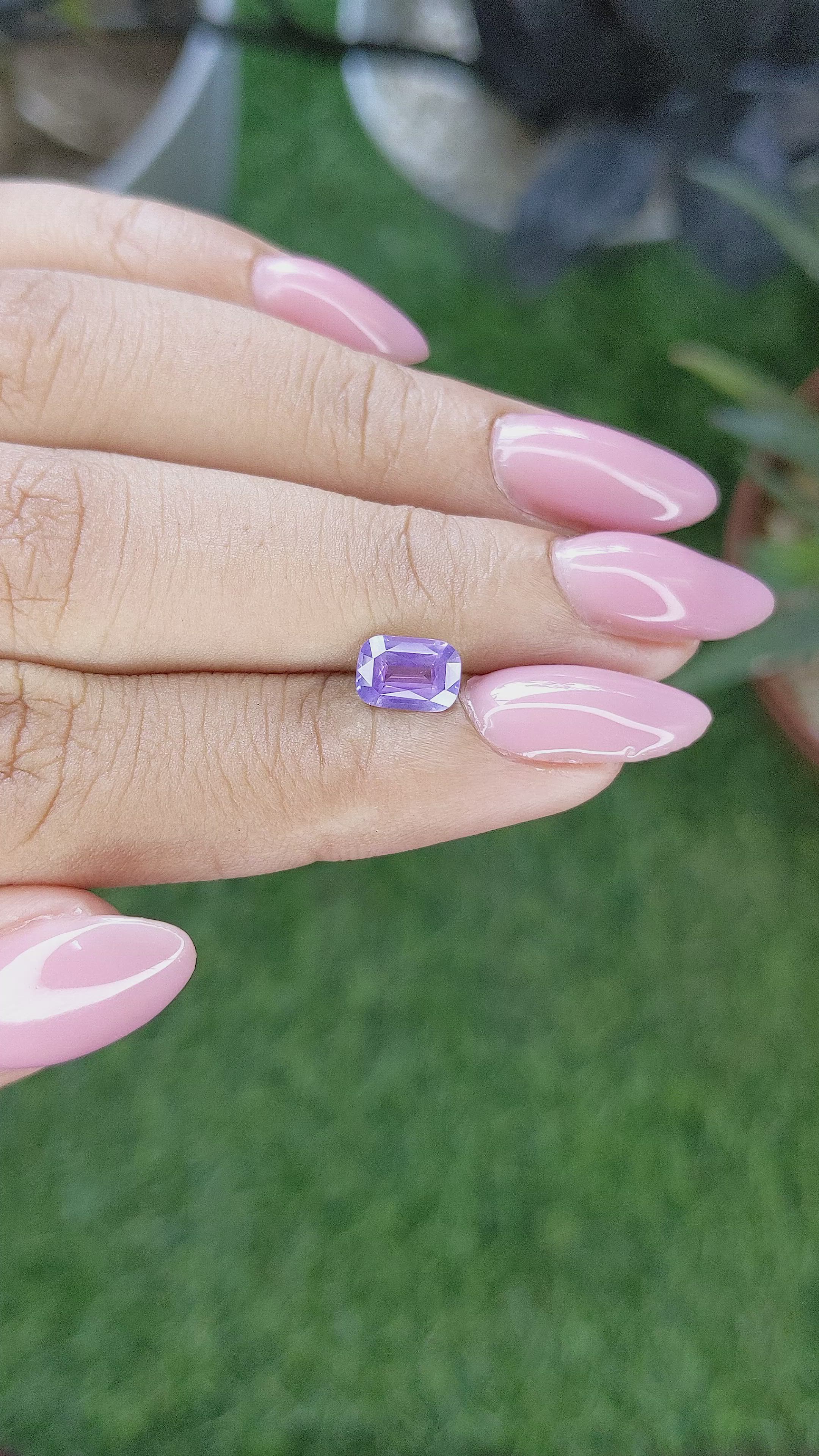 1.12 Ct. Bluish Purple Sapphire from Ceylon (Sri Lanka) Size Video