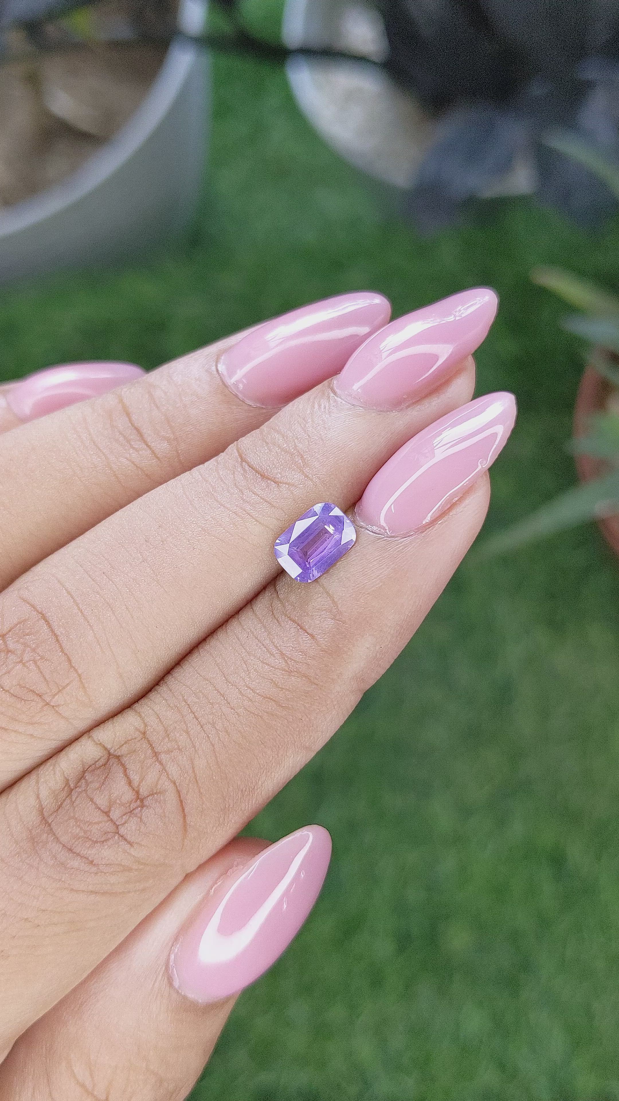 1.12 Ct. Bluish Purple Sapphire from Ceylon (Sri Lanka) Size Video