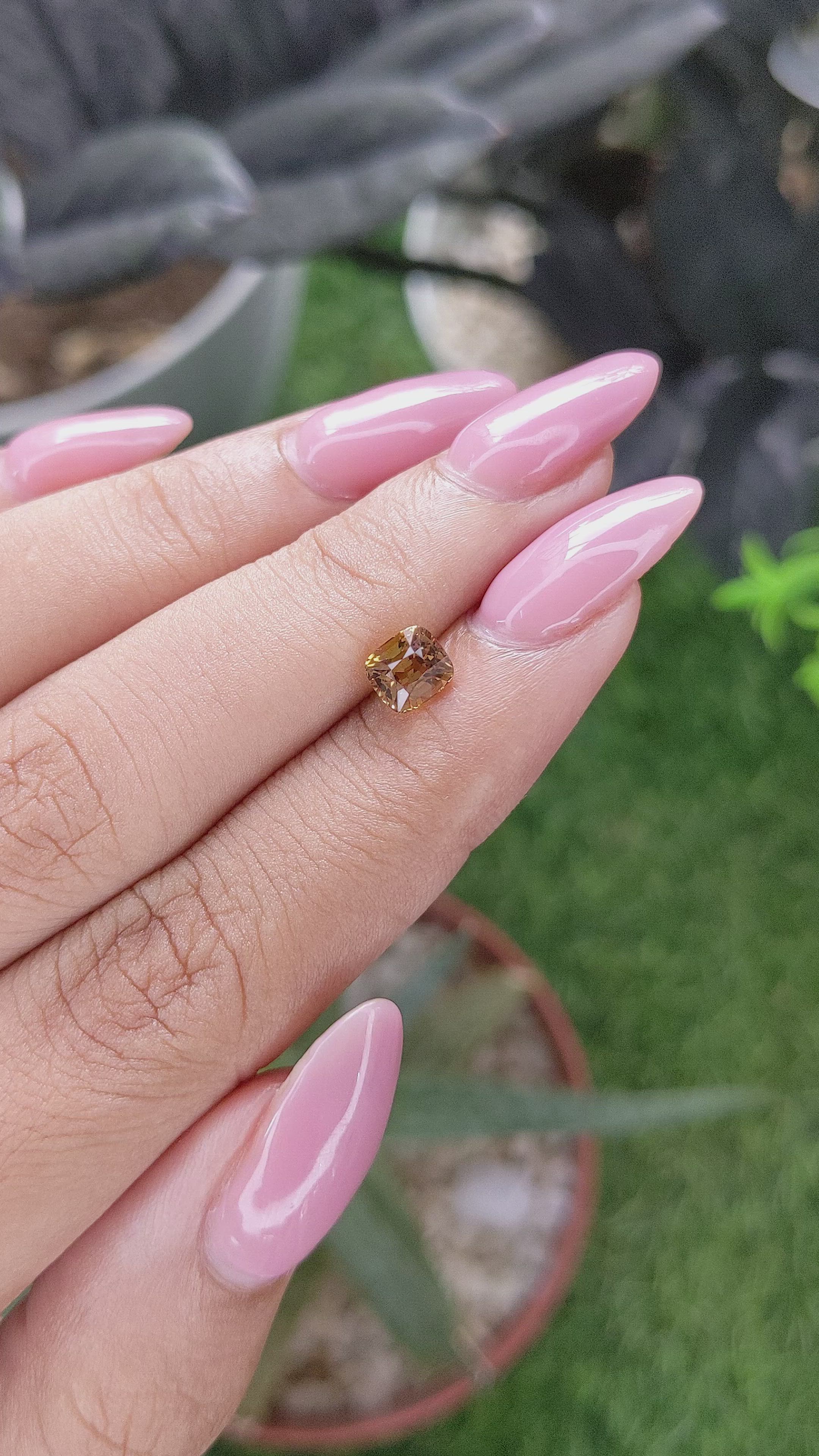 1.14 Ct. Yellowish Brown Sapphire from Madagascar Size Video