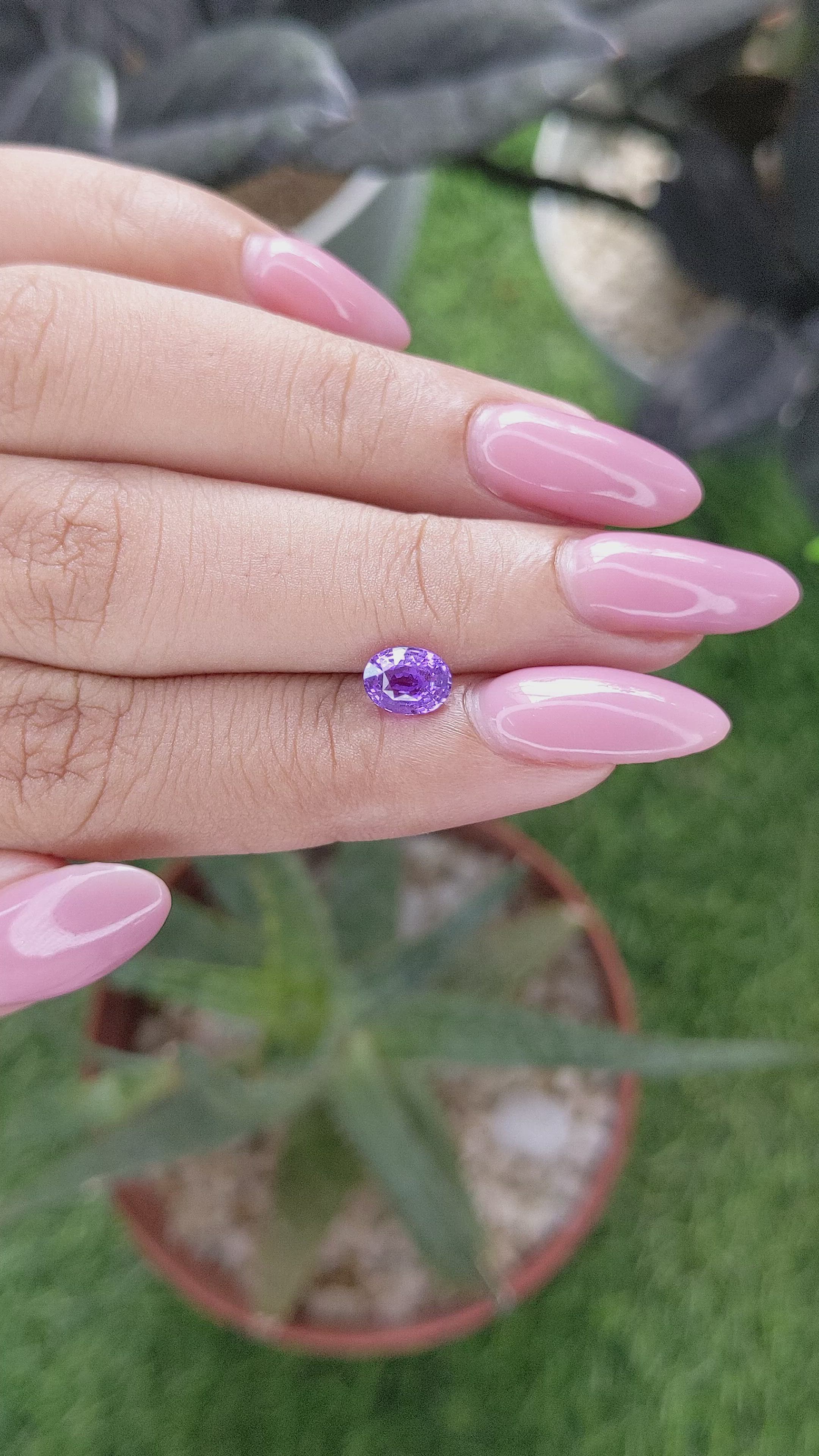 1.01 Ct. Purple Sapphire from Madagascar Size Video