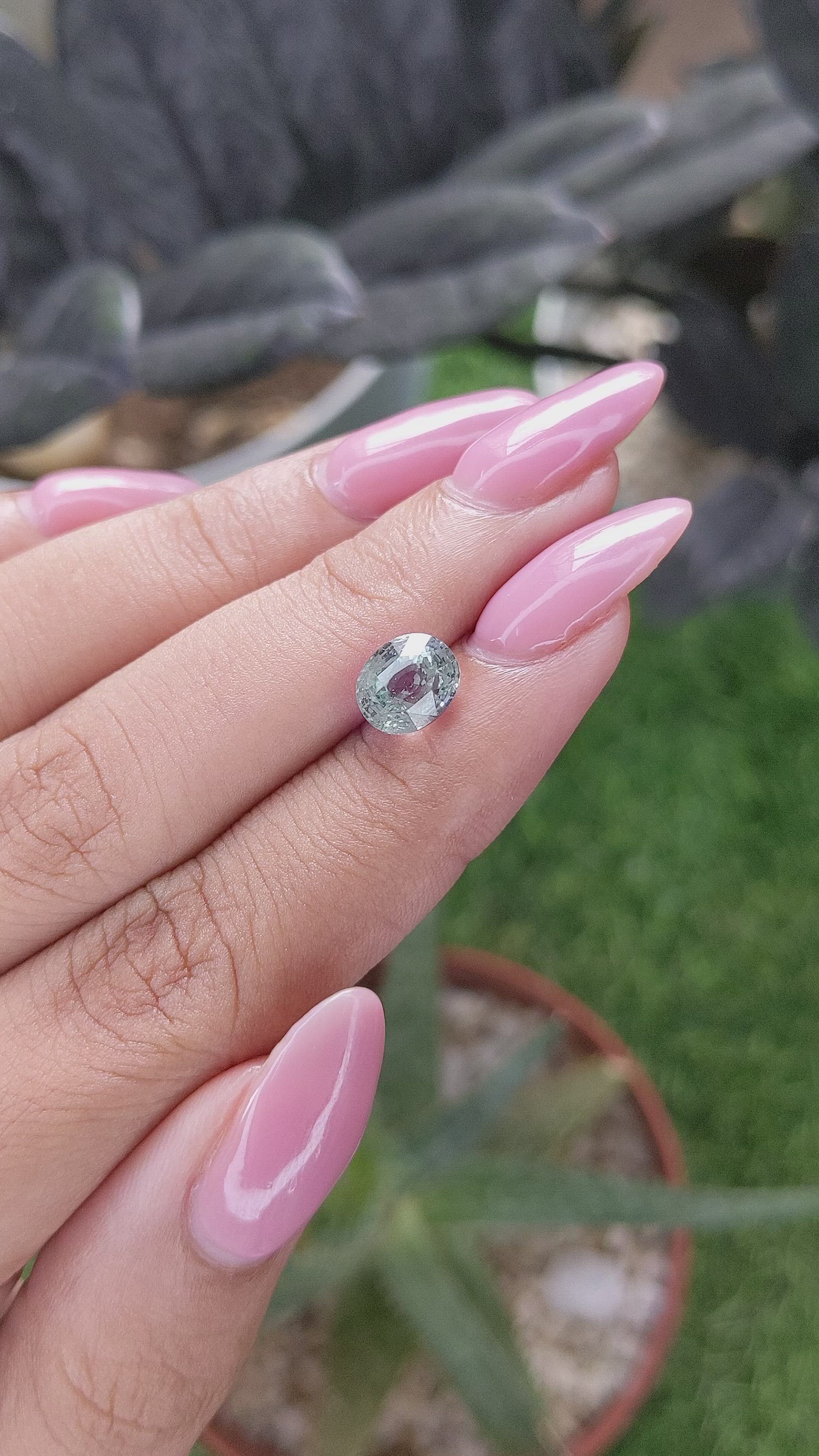 2.54 Ct. Green Sapphire from Madagascar Size Video