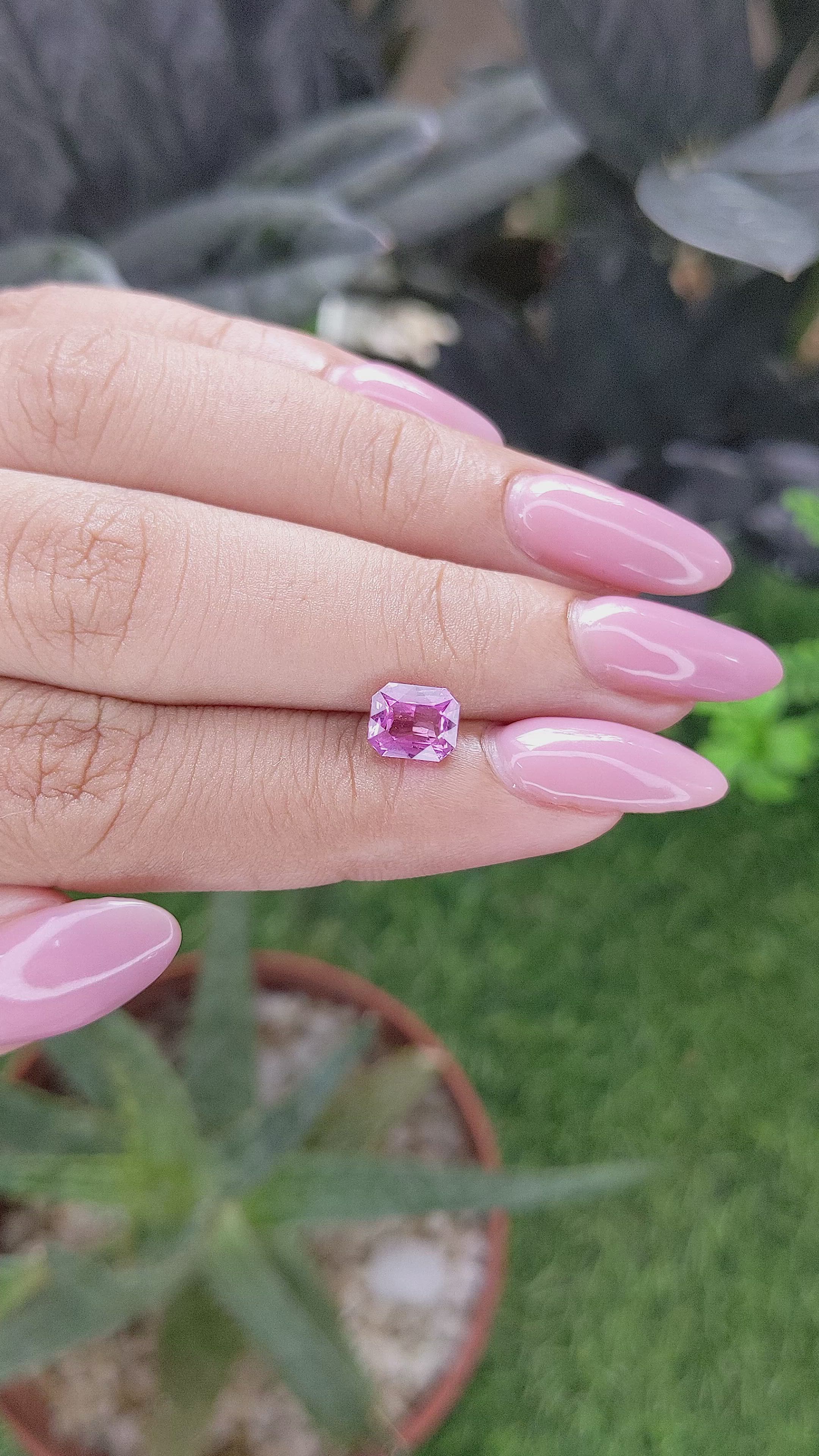 1.56 Ct. Purplish Pink Sapphire from Madagascar Size Video