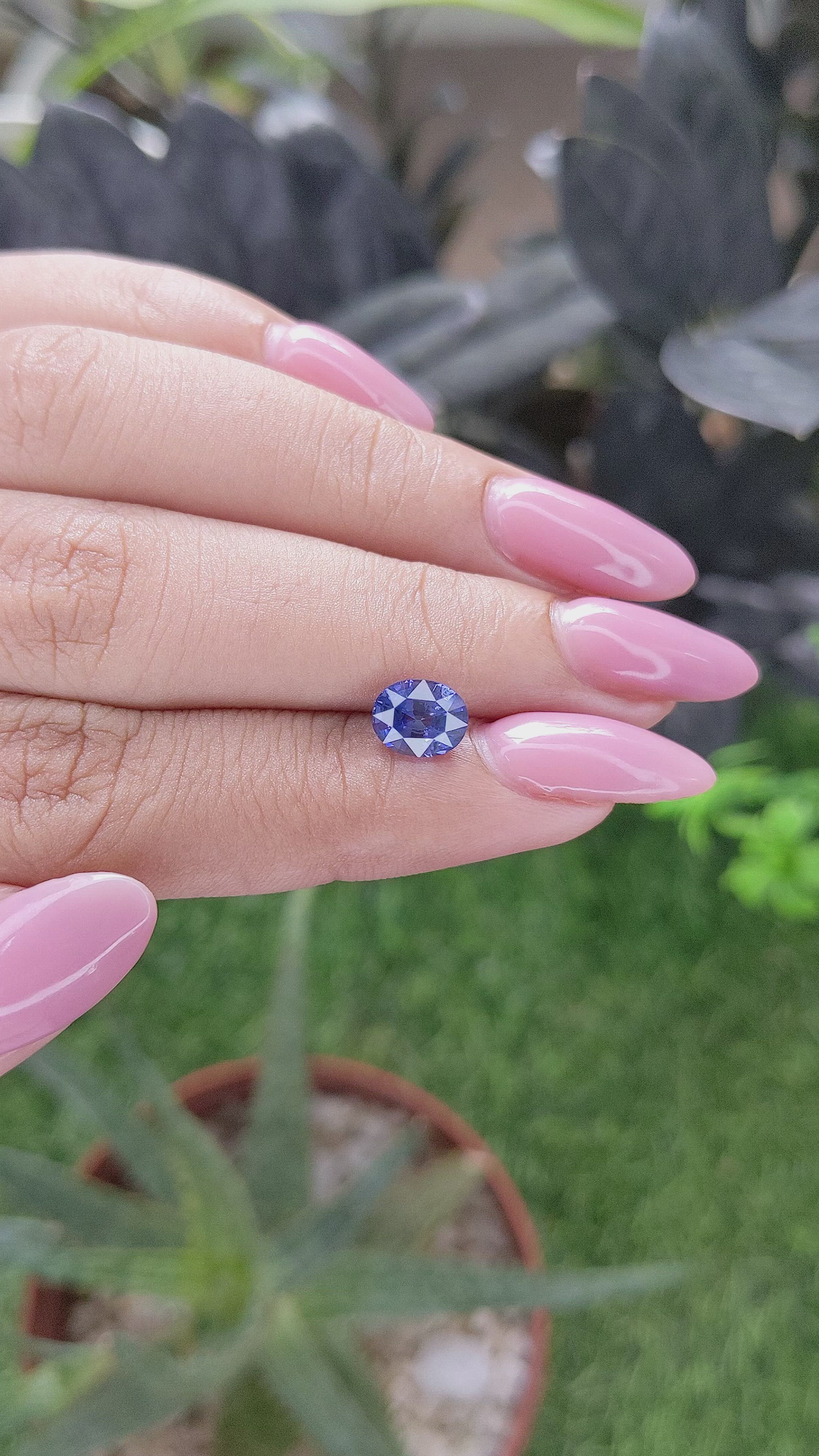 1.60 Ct. Purplish Blue Sapphire from Madagascar Size Video