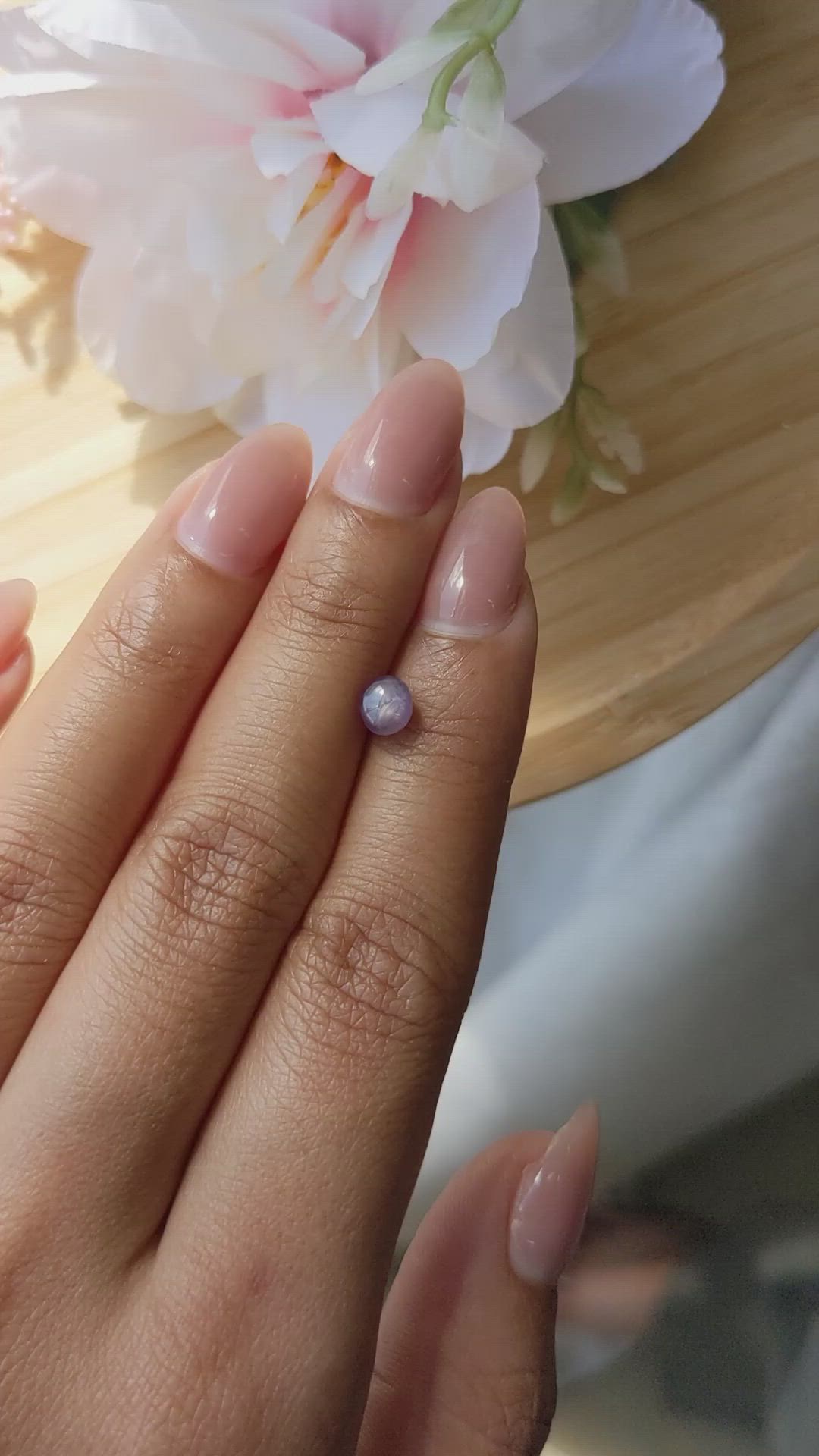 1.34 Ct. Pinkish Purple Star Sapphire from Ceylon (Sri Lanka) Size Video