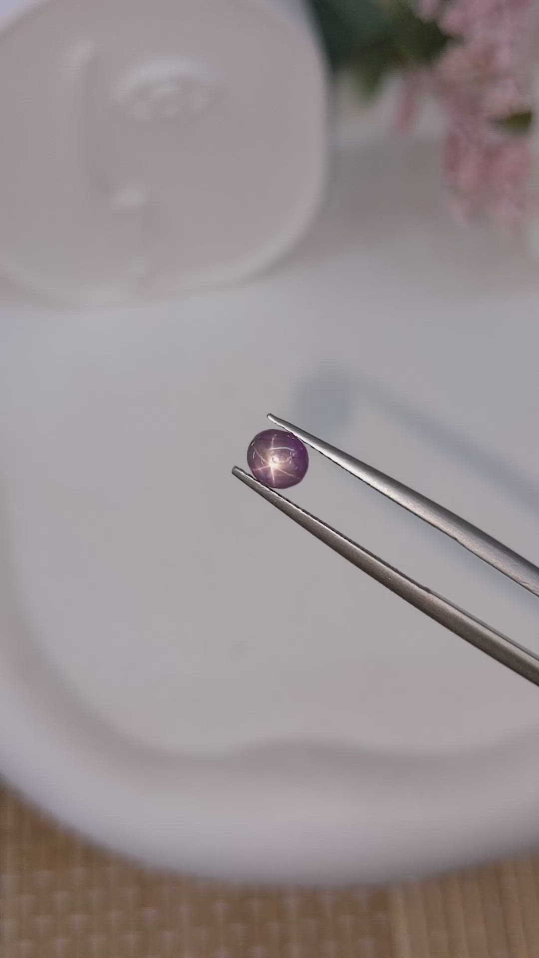 1.34 Ct. Pinkish Purple Star Sapphire from Ceylon (Sri Lanka) Size Video