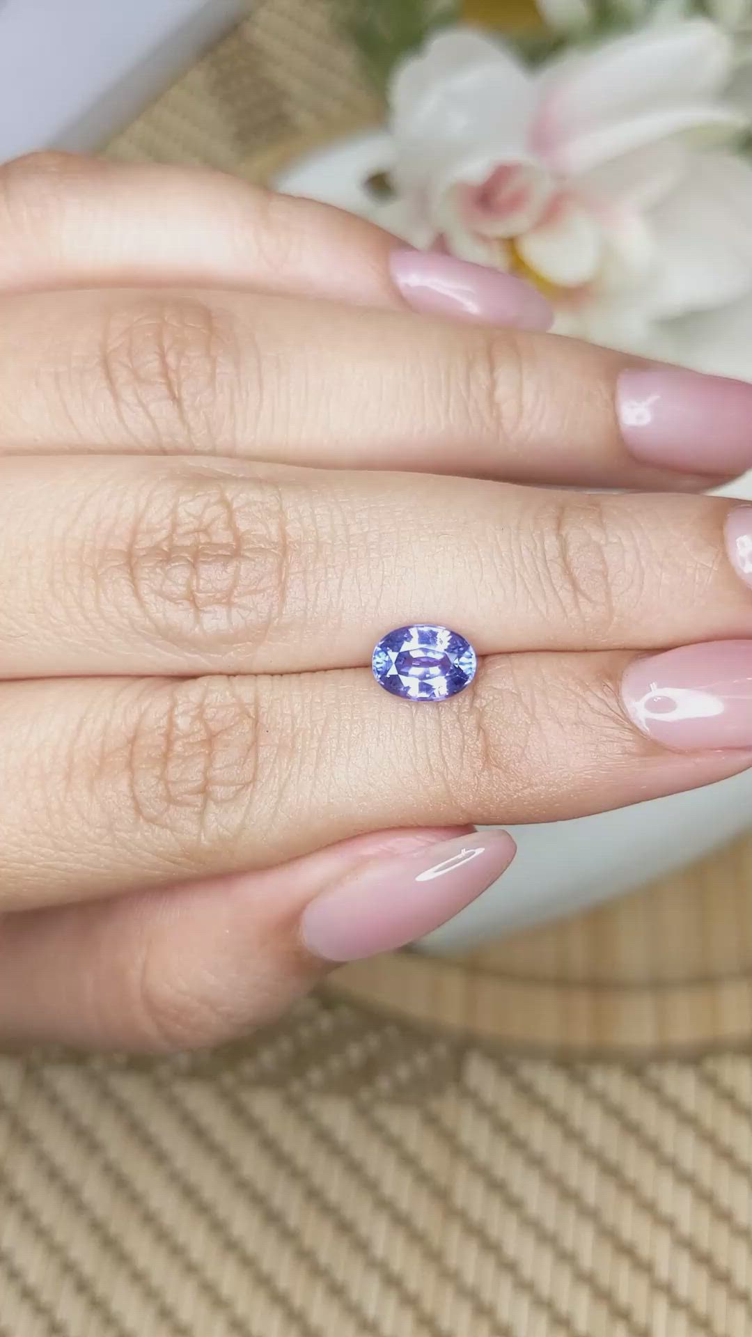 1.37 Ct. Violet Sapphire from Ceylon (Sri Lanka) Size Video
