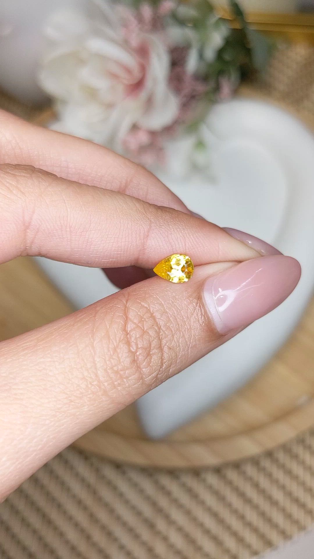0.73 Ct. Yellow Sapphire from Ceylon (Sri Lanka) Size Video