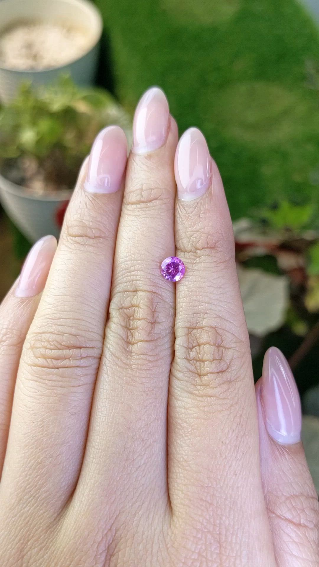 0.59 Ct. Pinkish Purple Sapphire from Ceylon (Sri Lanka) Size Video