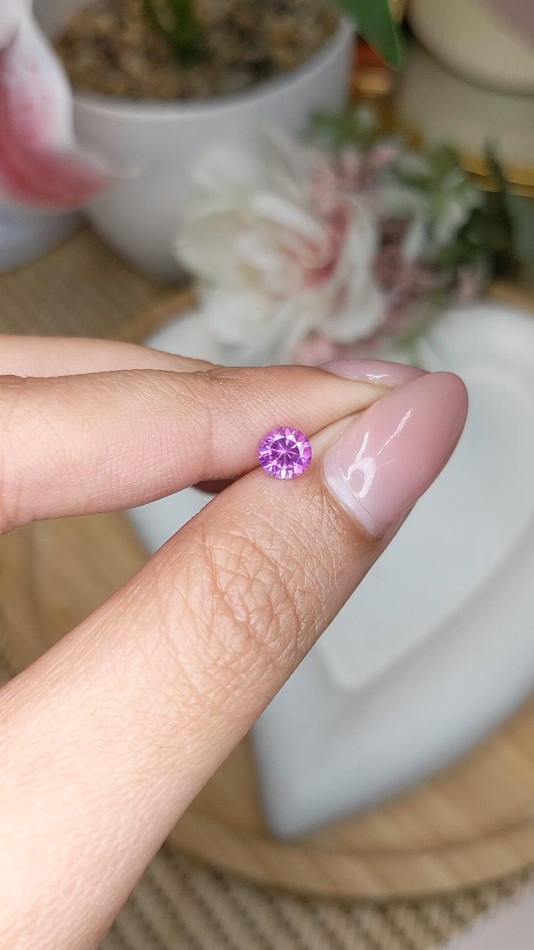 0.59 Ct. Pinkish Purple Sapphire from Ceylon (Sri Lanka) Size Video
