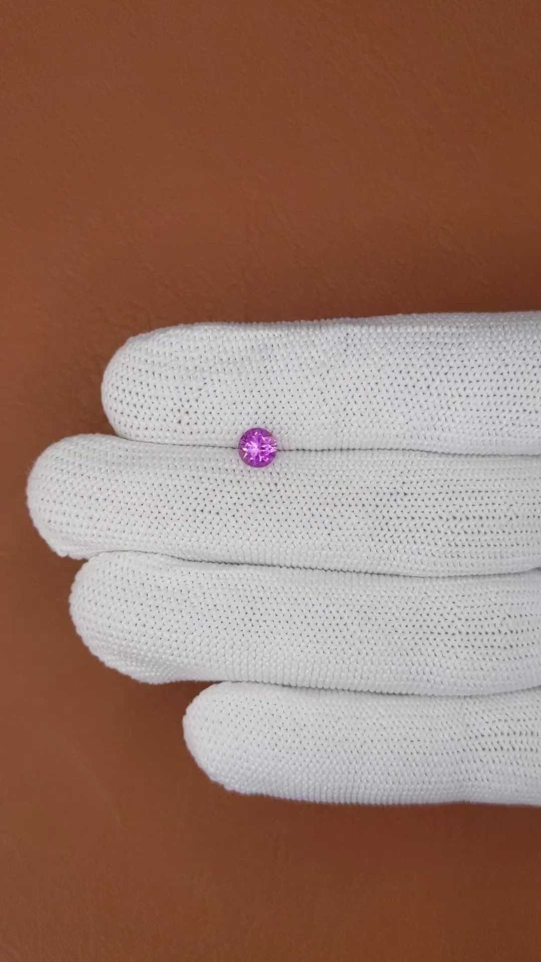 0.59 Ct. Pinkish Purple Sapphire from Ceylon (Sri Lanka) Size Video