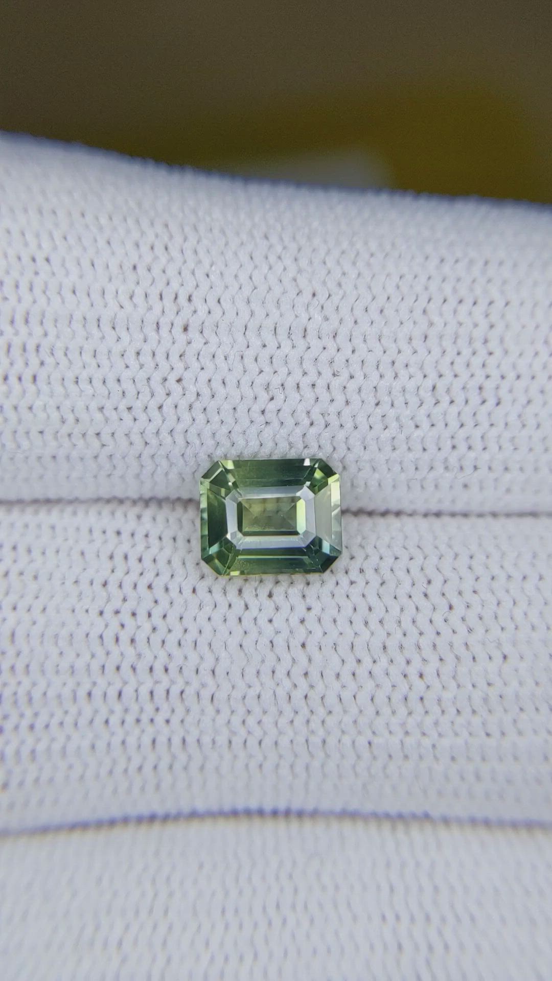 1.85 Ct. Yellowish Green Sapphire from Madagascar Size Video