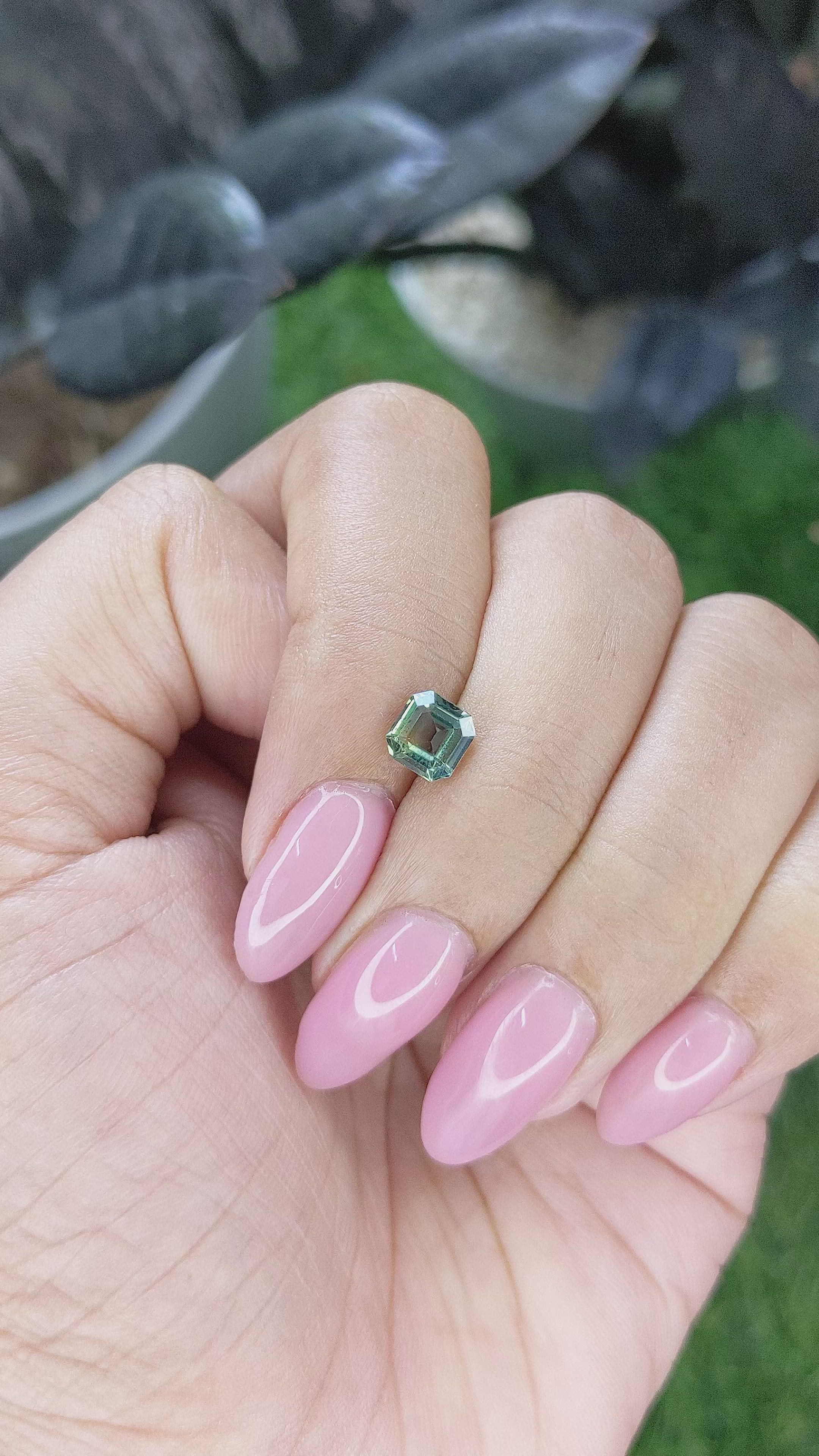 1.14 Ct. Bluish Green Sapphire from Kenya Size Video