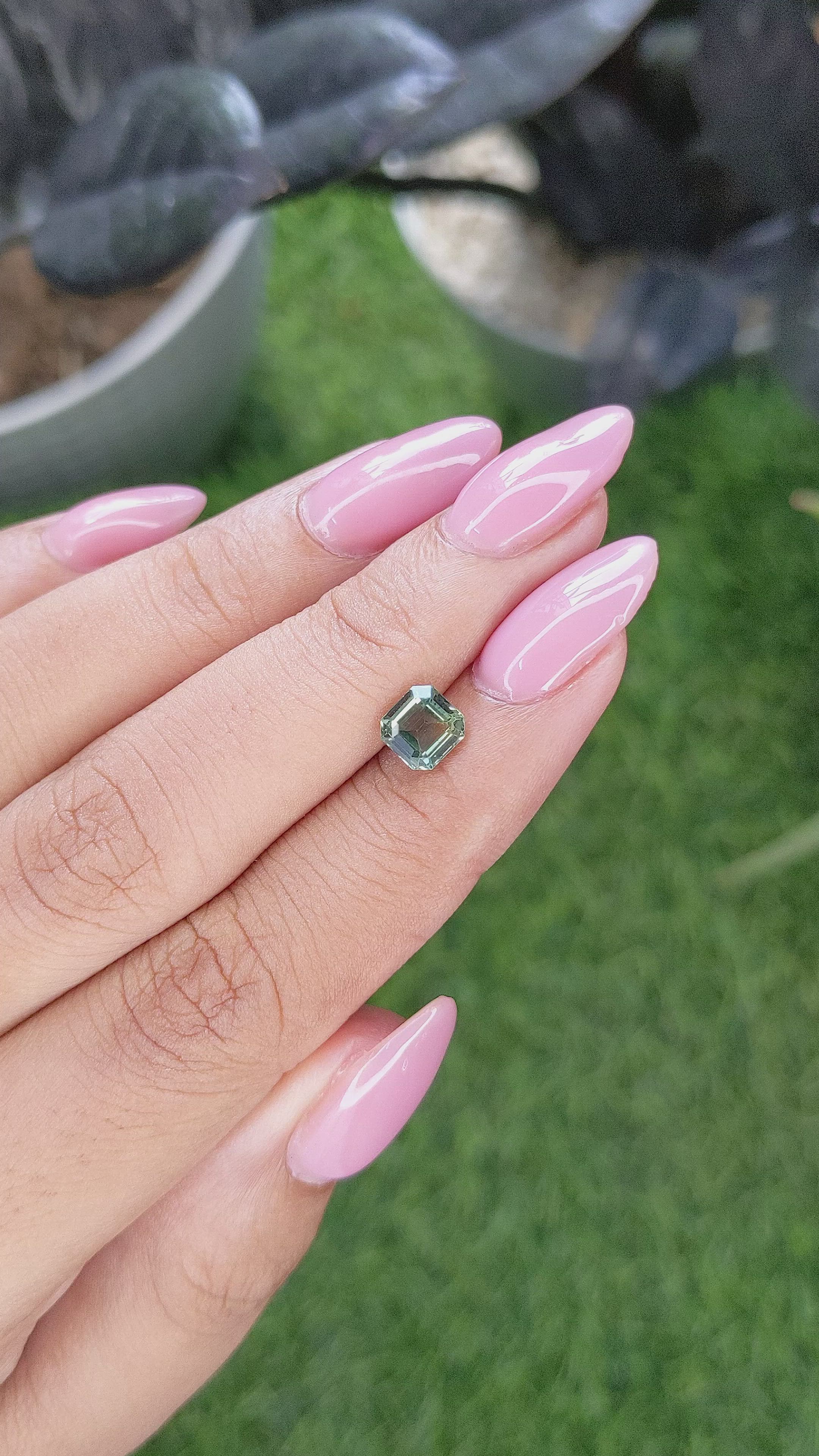 1.14 Ct. Bluish Green Sapphire from Kenya Size Video