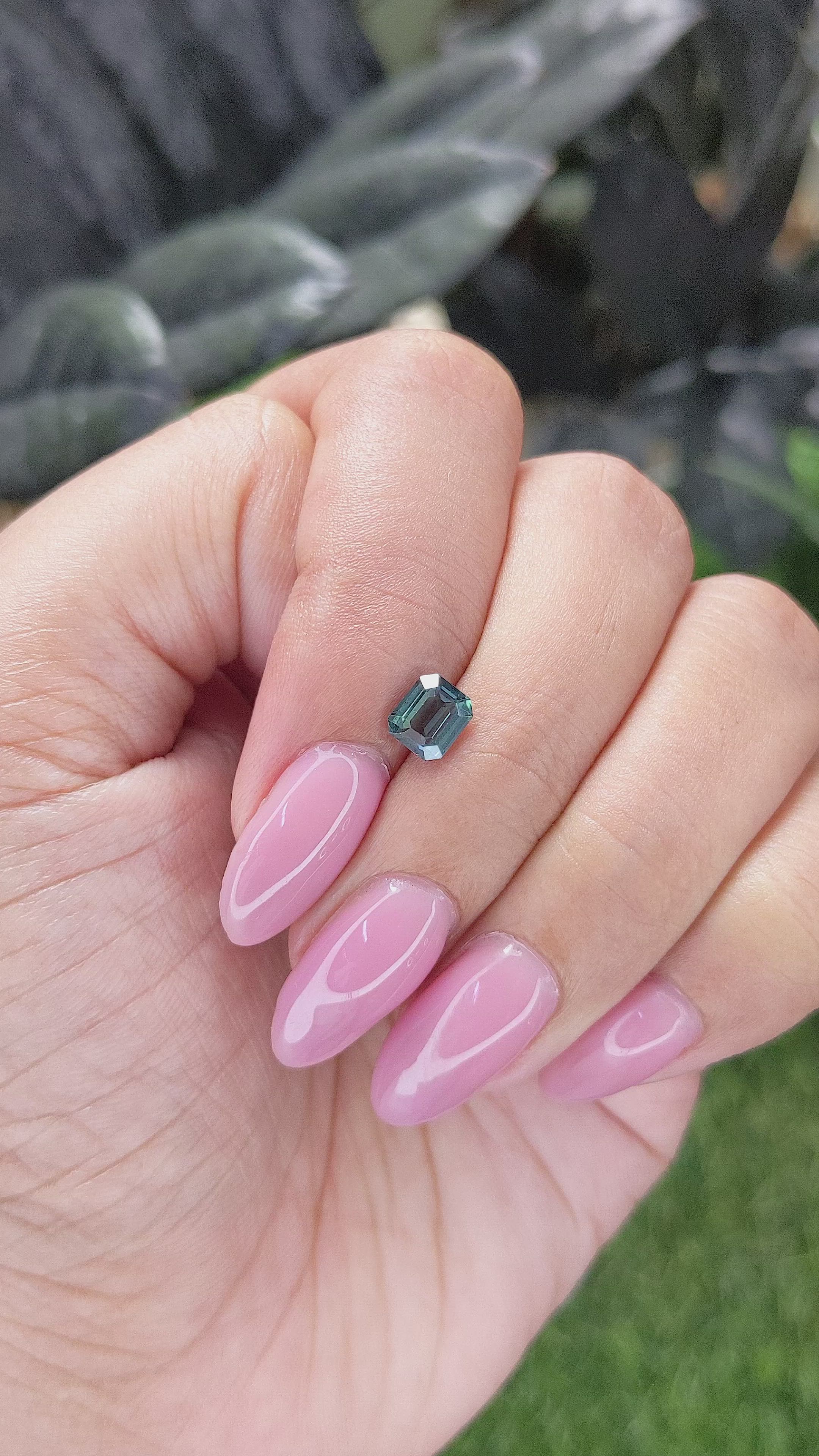 0.95 Ct. Greenish Blue Sapphire from Kenya Size Video