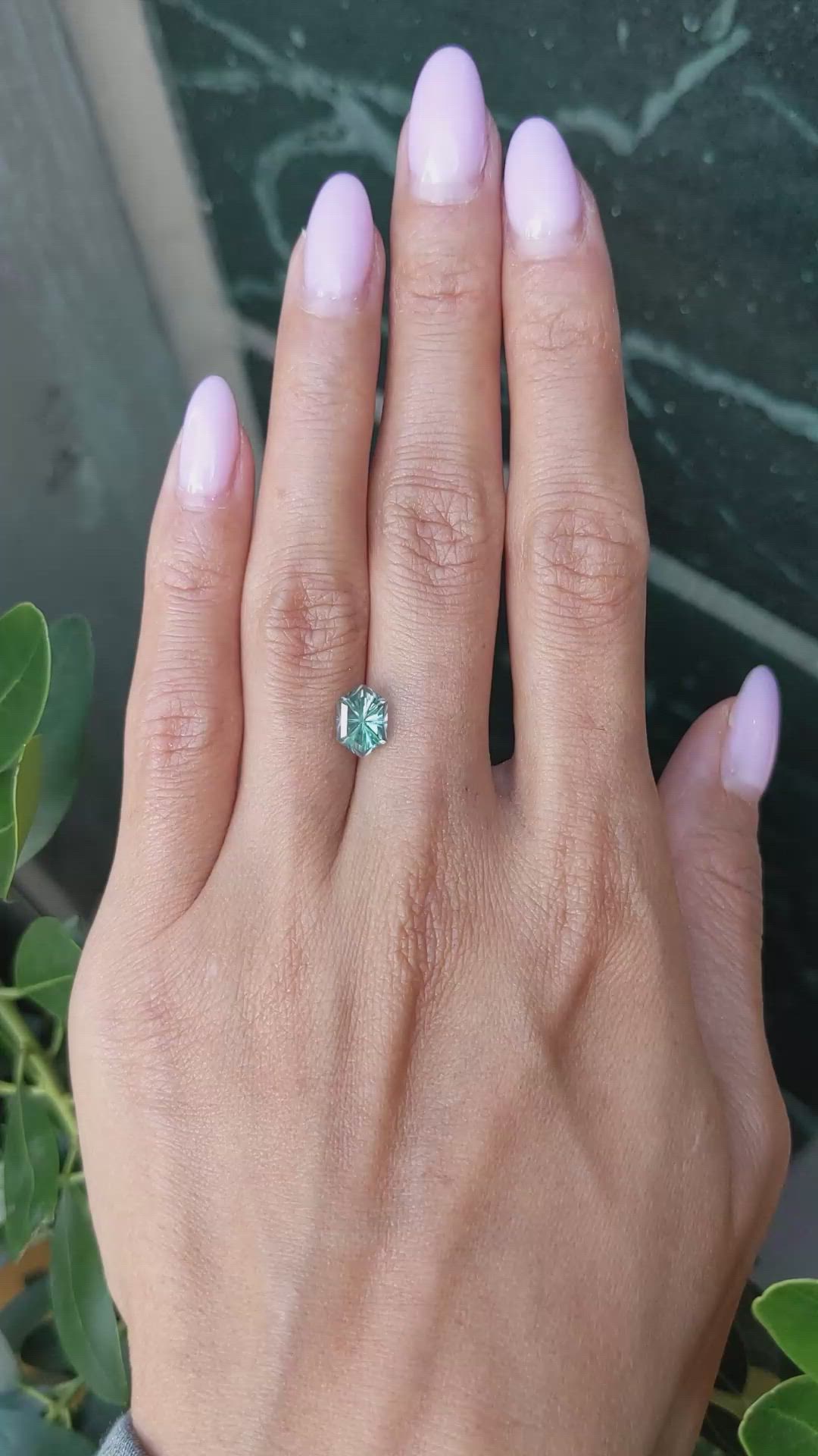 2.32 Ct. Bluish Green Sapphire from Montana Size Video