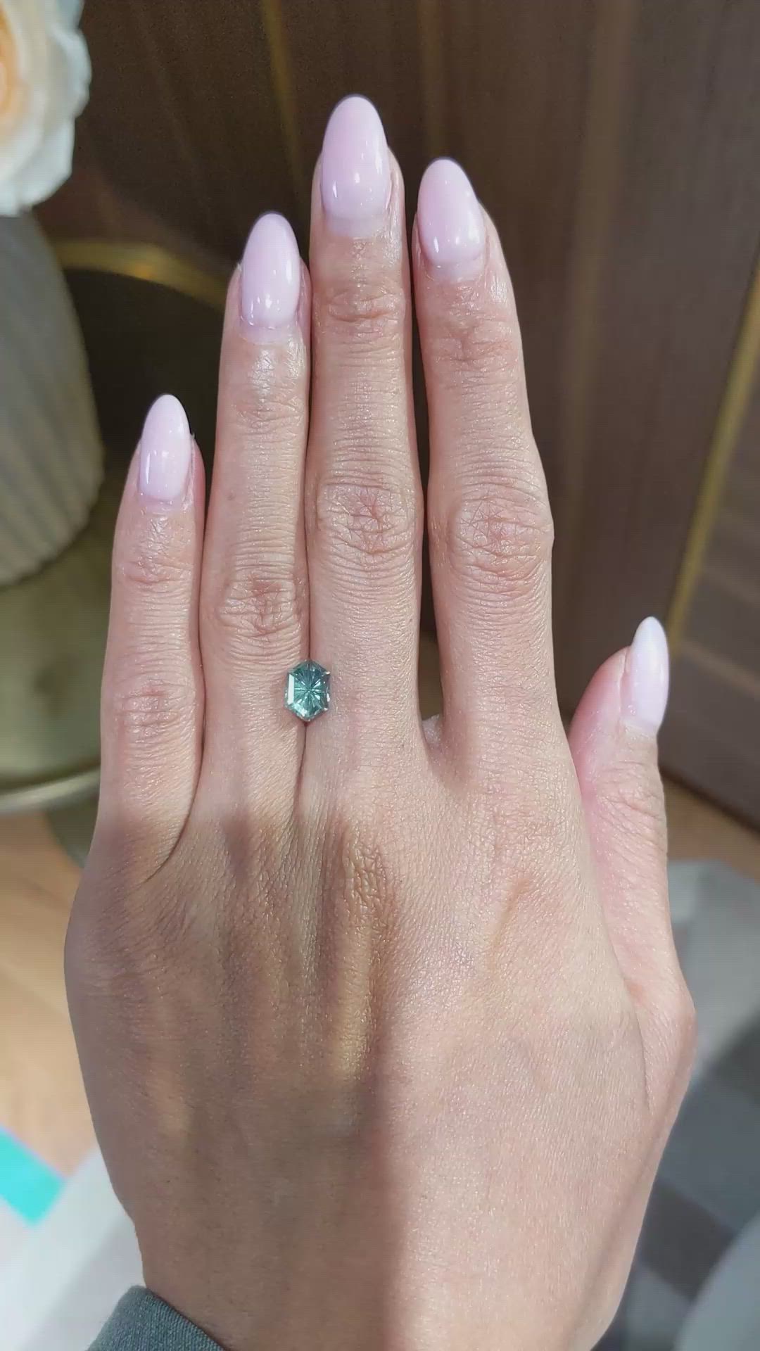 2.32 Ct. Bluish Green Sapphire from Montana Size Video
