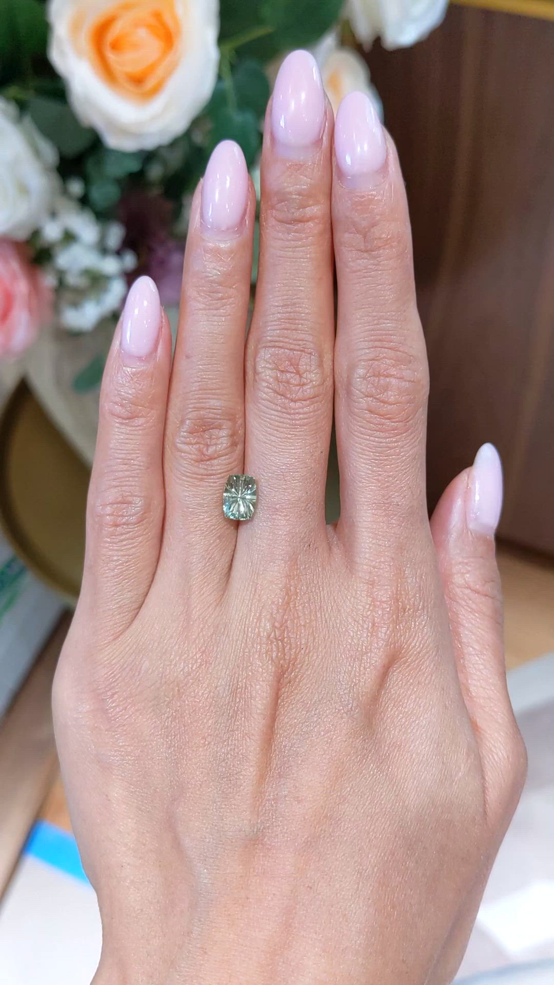 2.14 Ct. Yellowish Green Sapphire from Montana Size Video