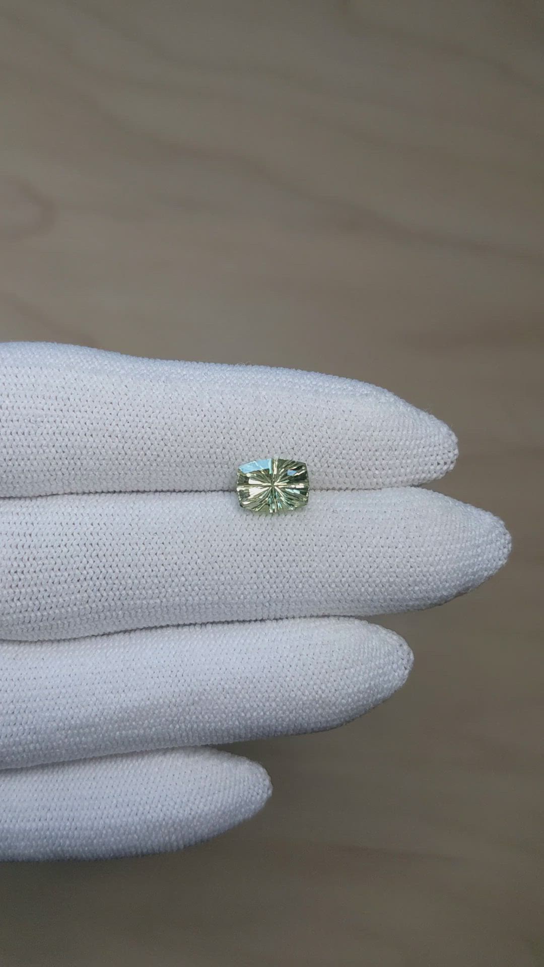 2.14 Ct. Yellowish Green Sapphire from Montana Size Video