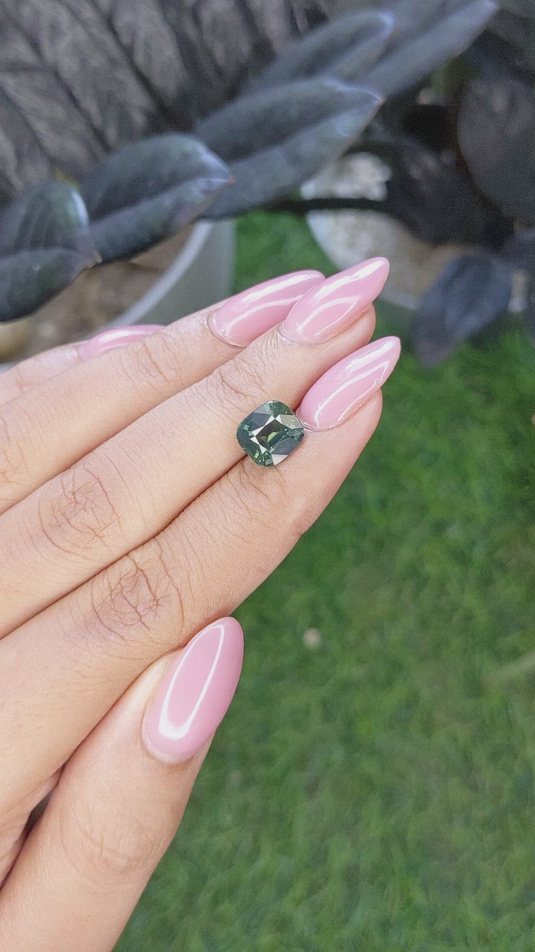 3.16 Ct. Bluish Green Sapphire from Madagascar Size Video