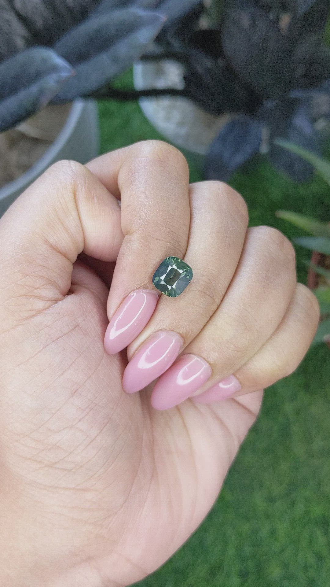 3.16 Ct. Bluish Green Sapphire from Madagascar Size Video