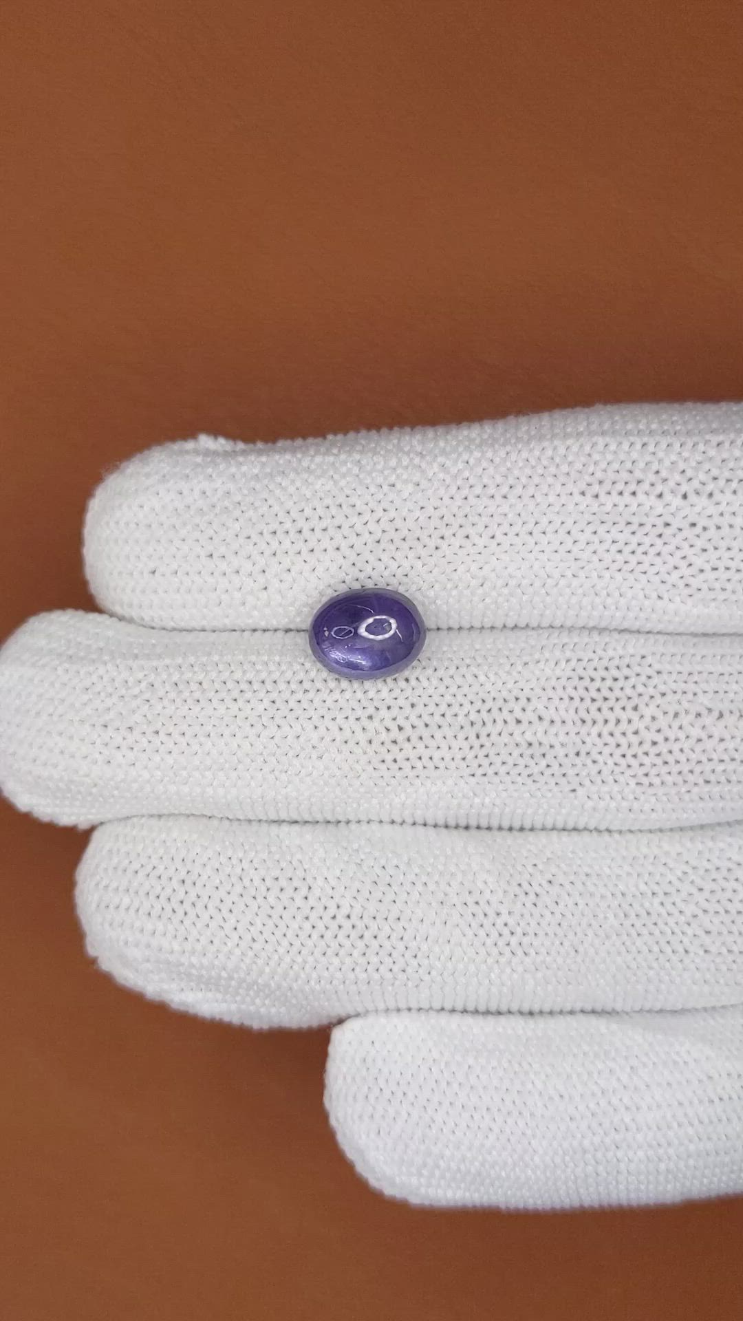 4.19 Ct. Purplish Blue Star Sapphire from Ceylon (Sri Lanka) Size Video