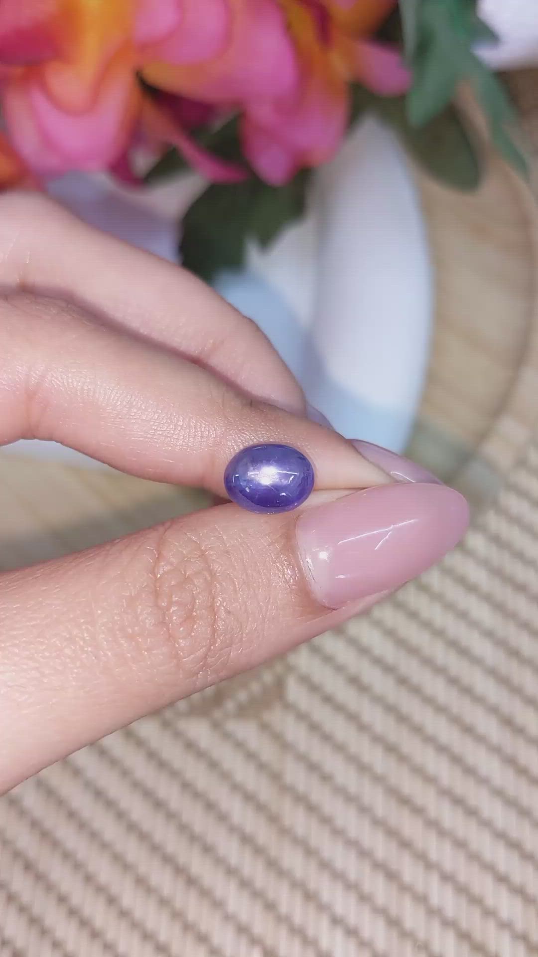 4.19 Ct. Purplish Blue Star Sapphire from Ceylon (Sri Lanka) Size Video
