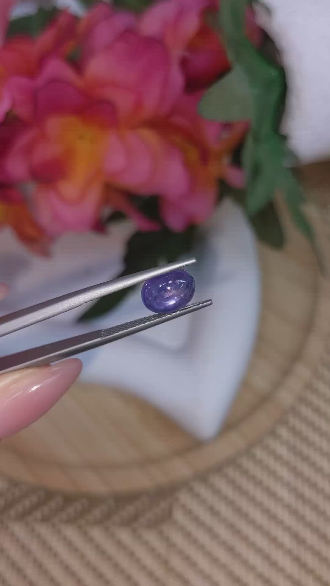 4.19 Ct. Purplish Blue Star Sapphire from Ceylon (Sri Lanka) Size Video