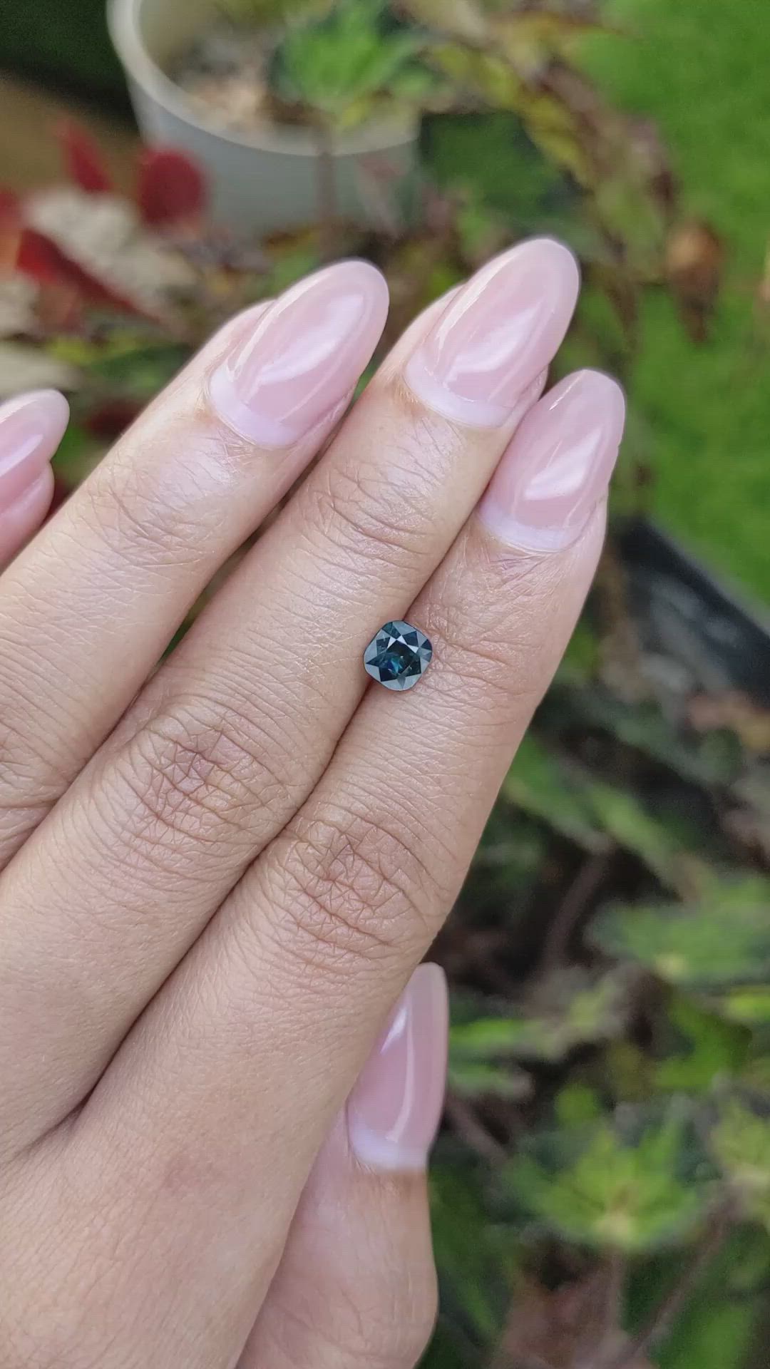 0.84 Ct. Greenish Blue Sapphire from Ceylon (Sri Lanka) Size Video