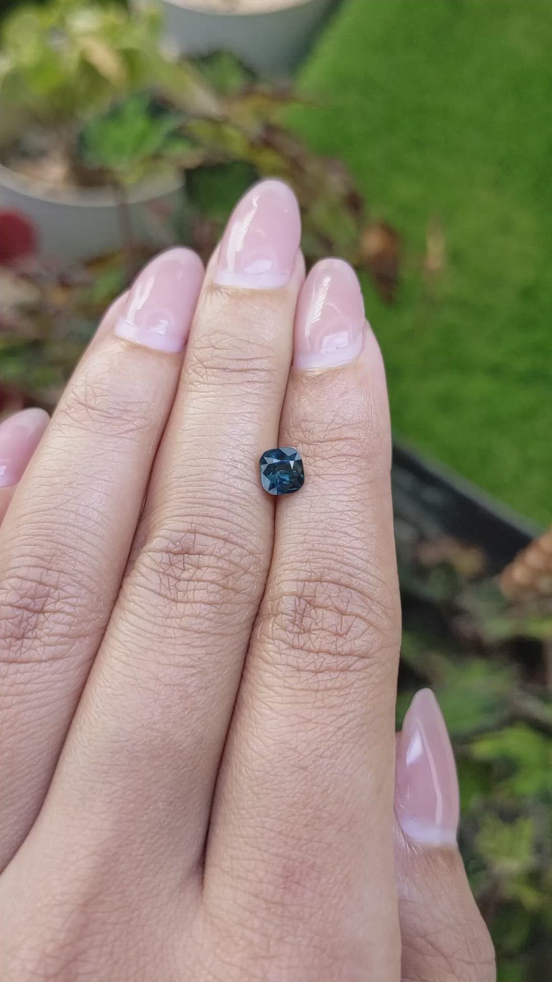 0.84 Ct. Greenish Blue Sapphire from Ceylon (Sri Lanka) Size Video