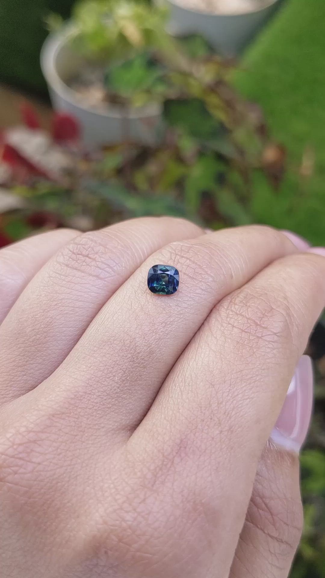 0.84 Ct. Greenish Blue Sapphire from Ceylon (Sri Lanka) Size Video