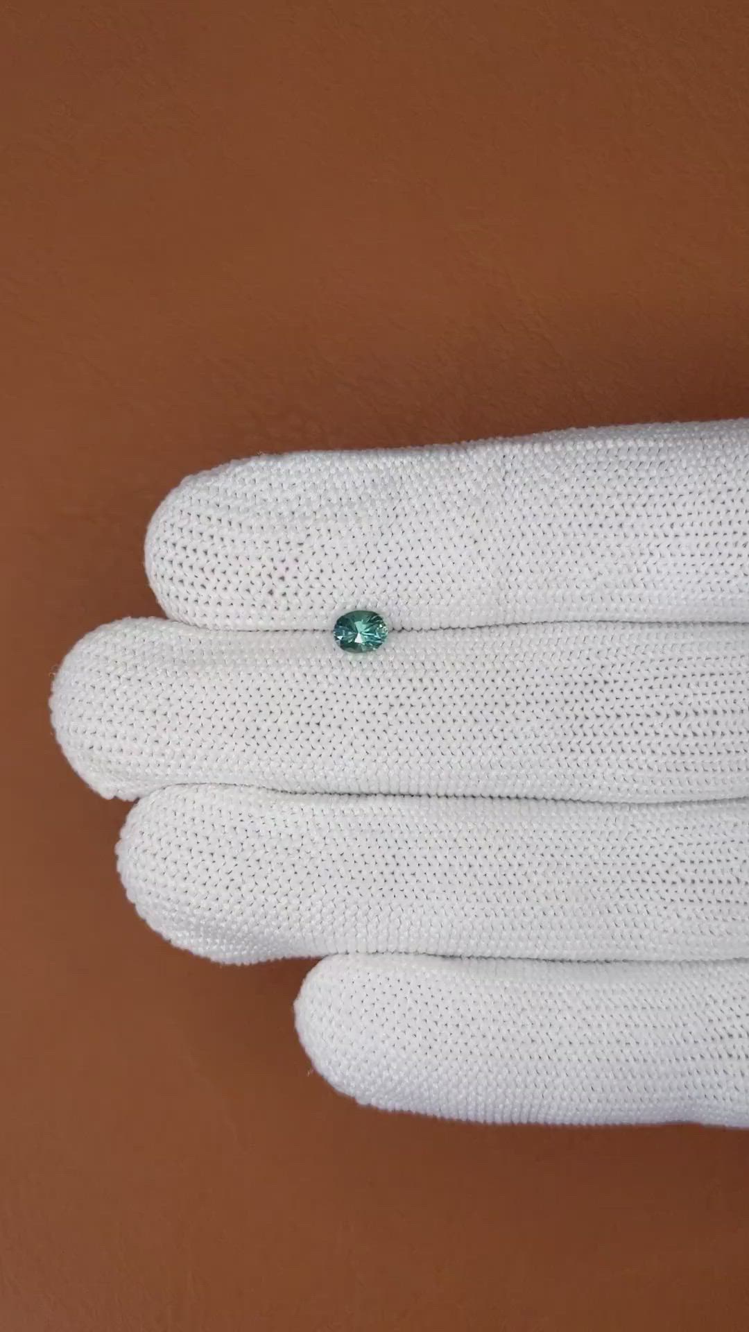 0.51 Ct. Bluish Green Sapphire from Ceylon (Sri Lanka) Size Video