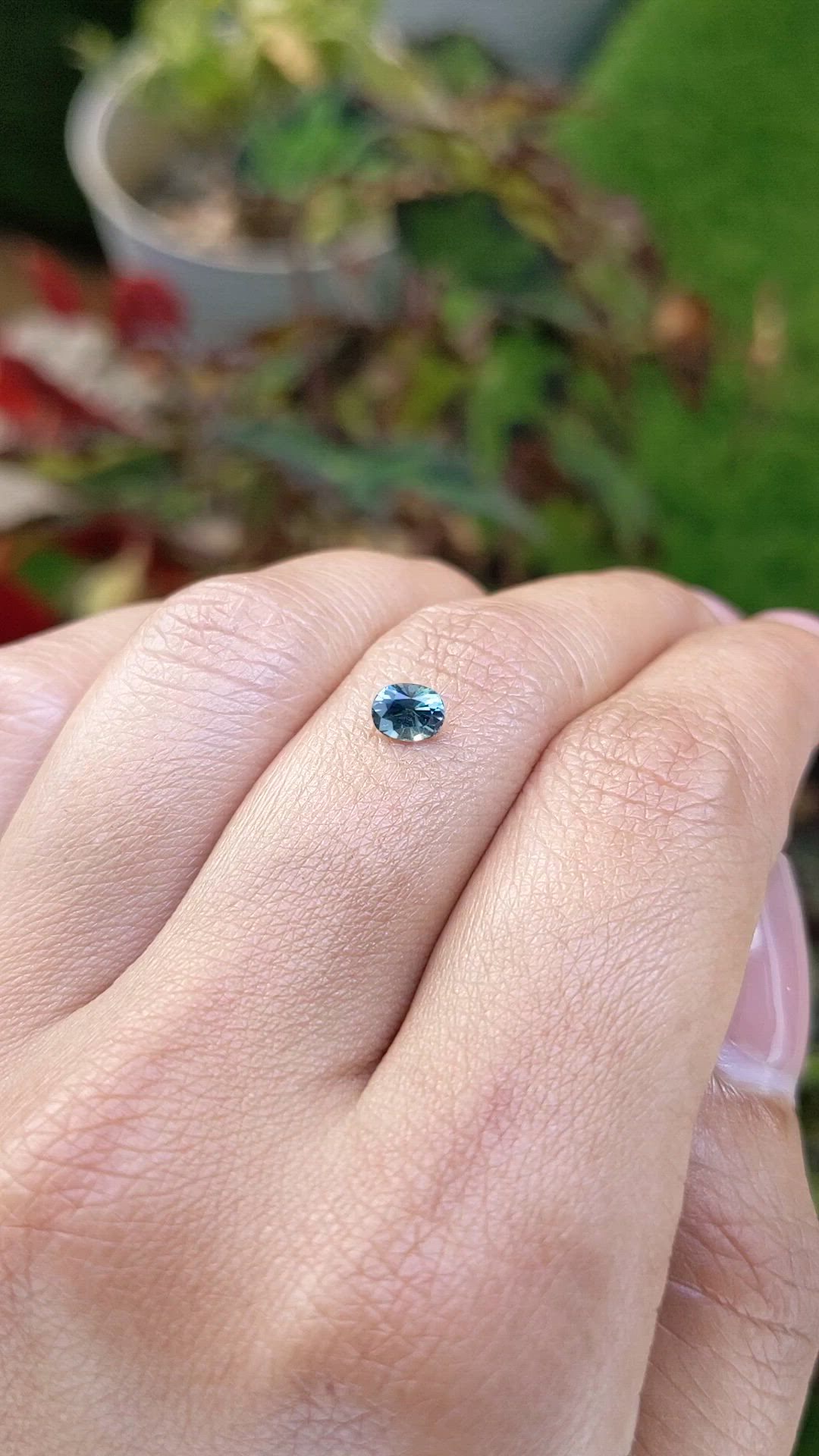 0.51 Ct. Bluish Green Sapphire from Ceylon (Sri Lanka) Size Video