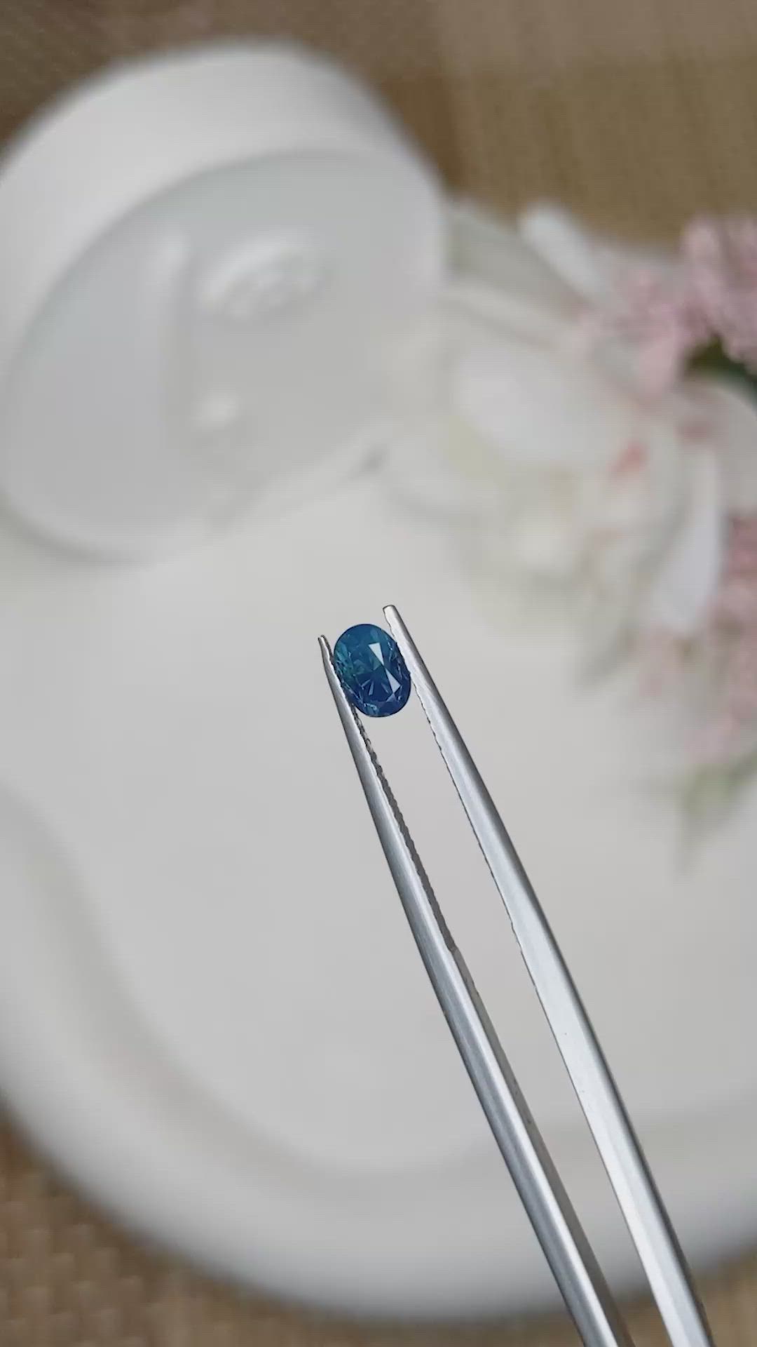 0.69 Ct. Greenish Blue Sapphire from Ceylon (Sri Lanka) Size Video