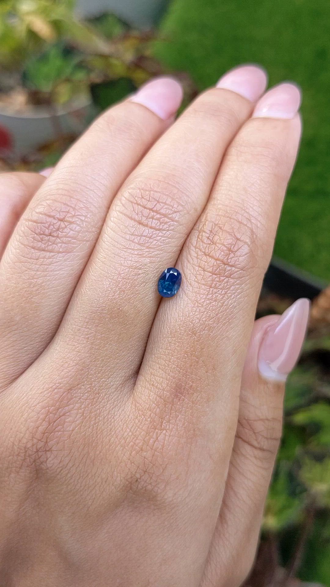 0.69 Ct. Greenish Blue Sapphire from Ceylon (Sri Lanka) Size Video