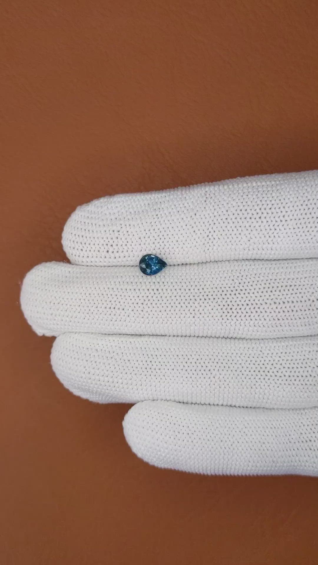 0.63 Ct. Greenish Blue Sapphire from Ceylon (Sri Lanka) Size Video