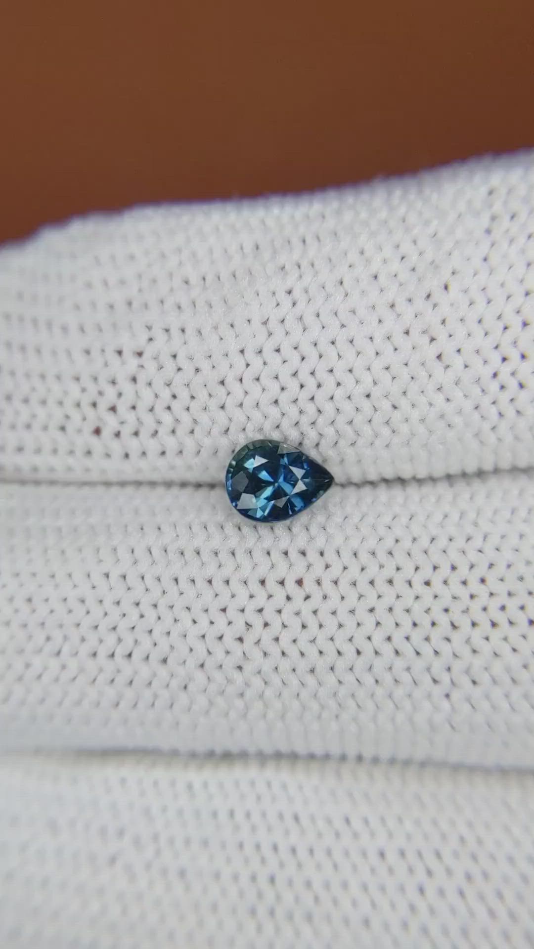 0.63 Ct. Greenish Blue Sapphire from Ceylon (Sri Lanka) Size Video