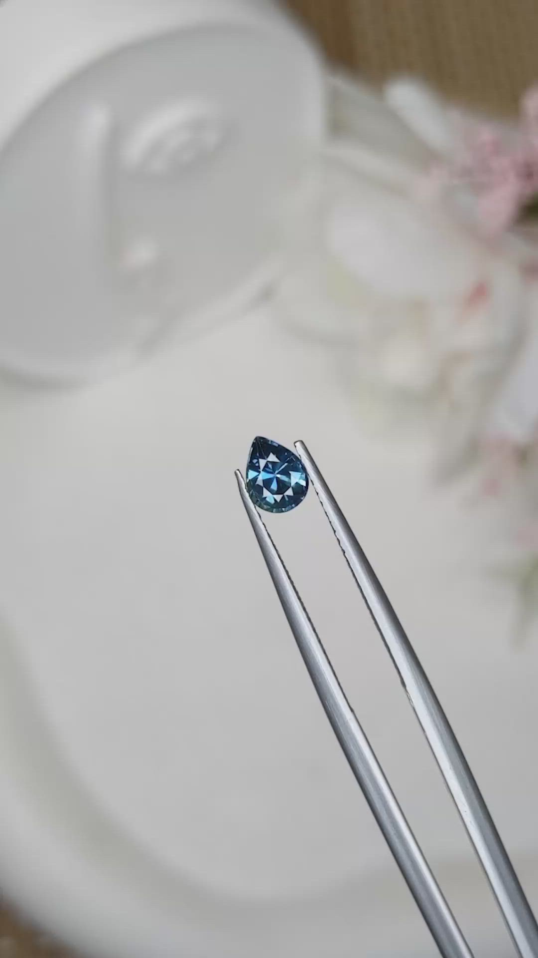 0.63 Ct. Greenish Blue Sapphire from Ceylon (Sri Lanka) Size Video