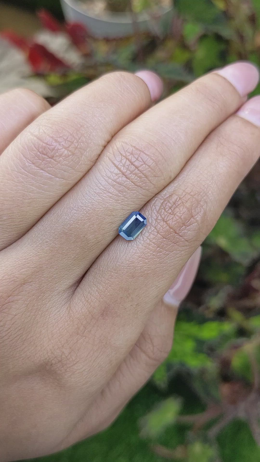 0.81 Ct. Greenish Blue Sapphire from Ceylon (Sri Lanka) Size Video