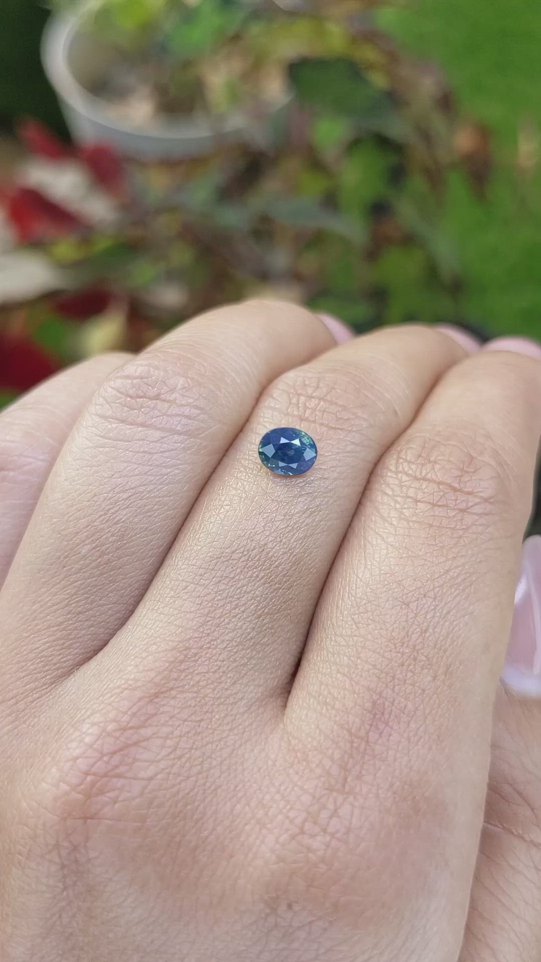 0.95 Ct. Greenish Blue Sapphire from Ceylon (Sri Lanka) Size Video