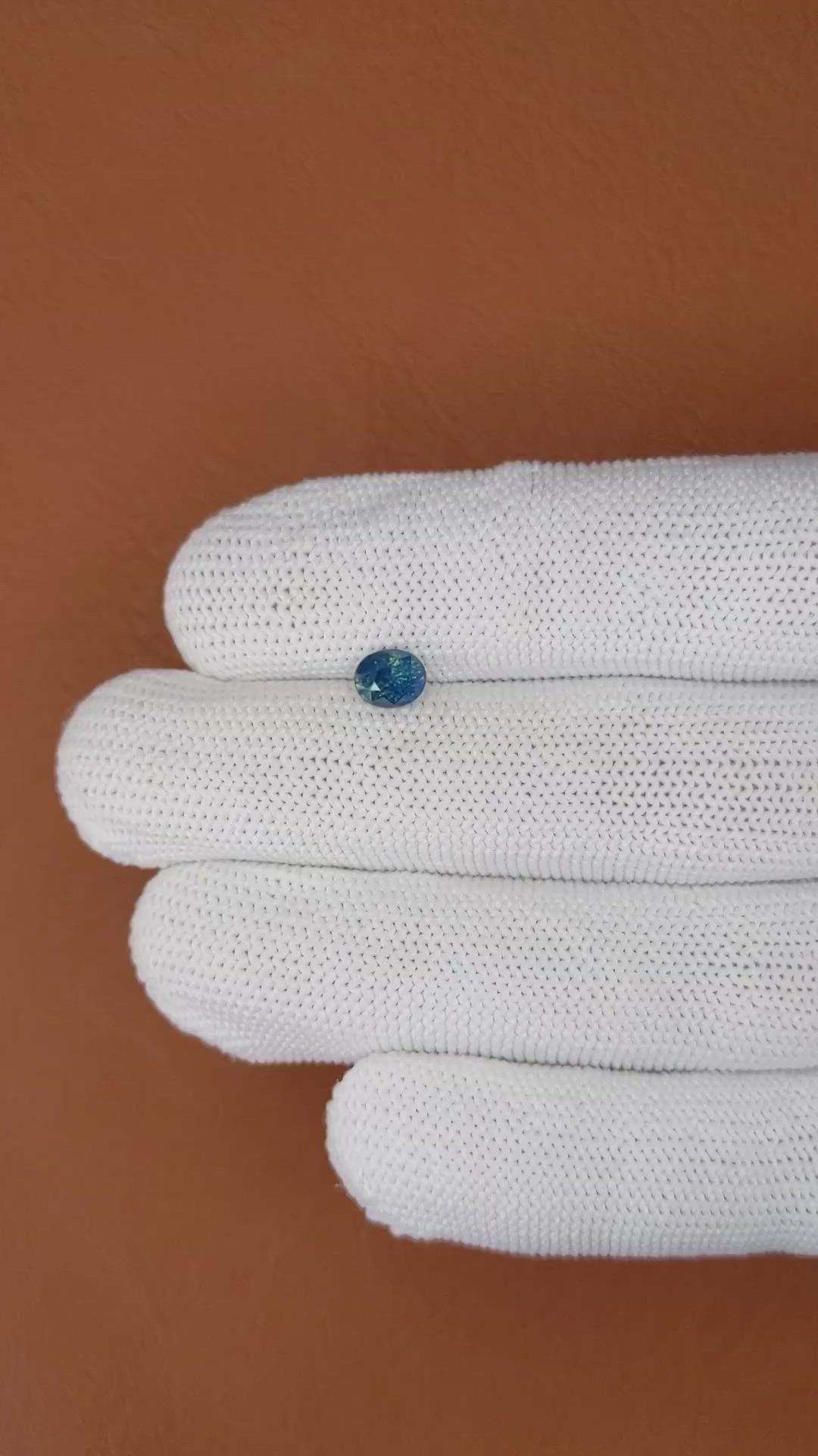 0.95 Ct. Greenish Blue Sapphire from Ceylon (Sri Lanka) Size Video